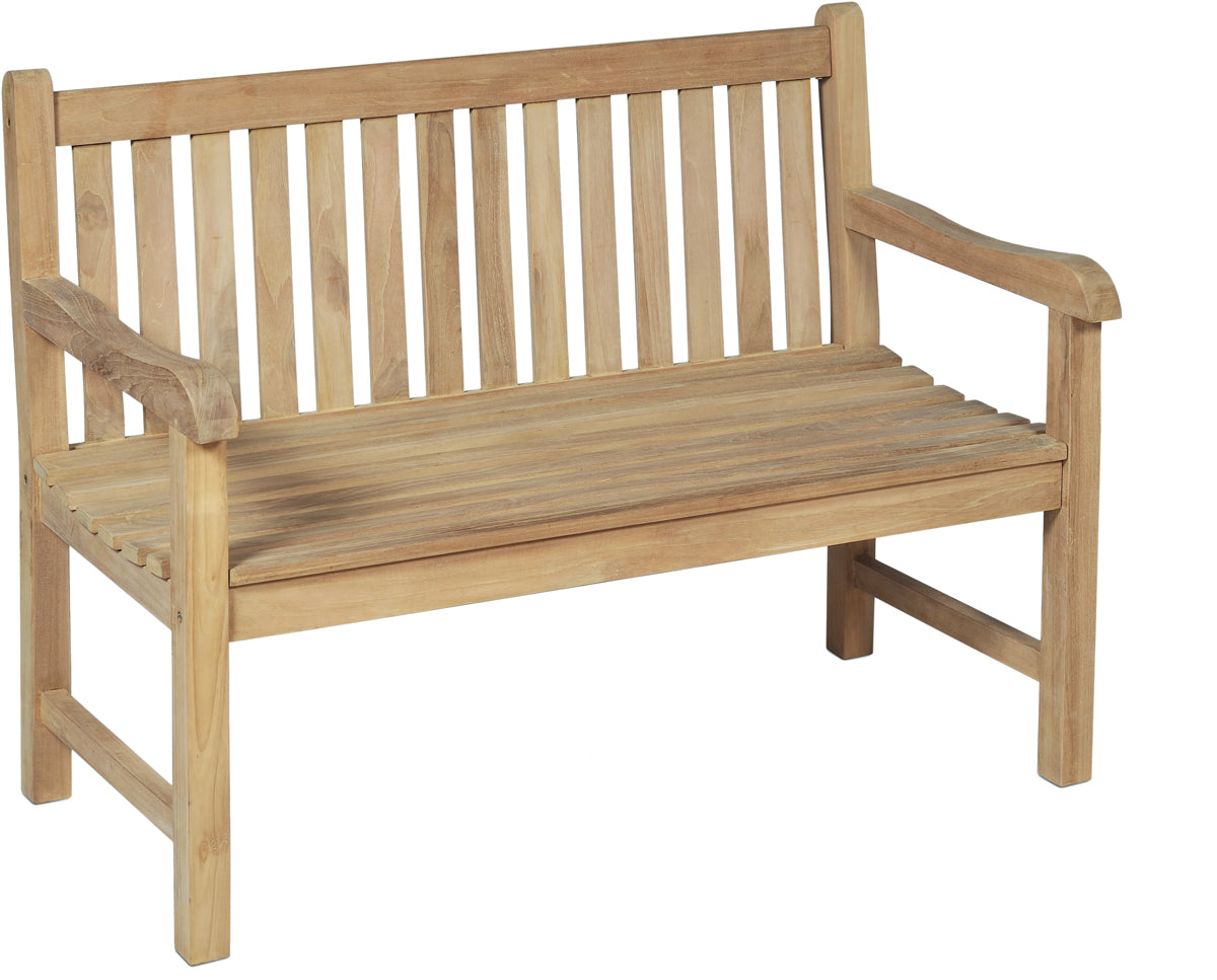 Gartenbank SOLO Teak Holz 2-Sitzer Länge 120 cm Armlehnen Holzbank Sitzbank