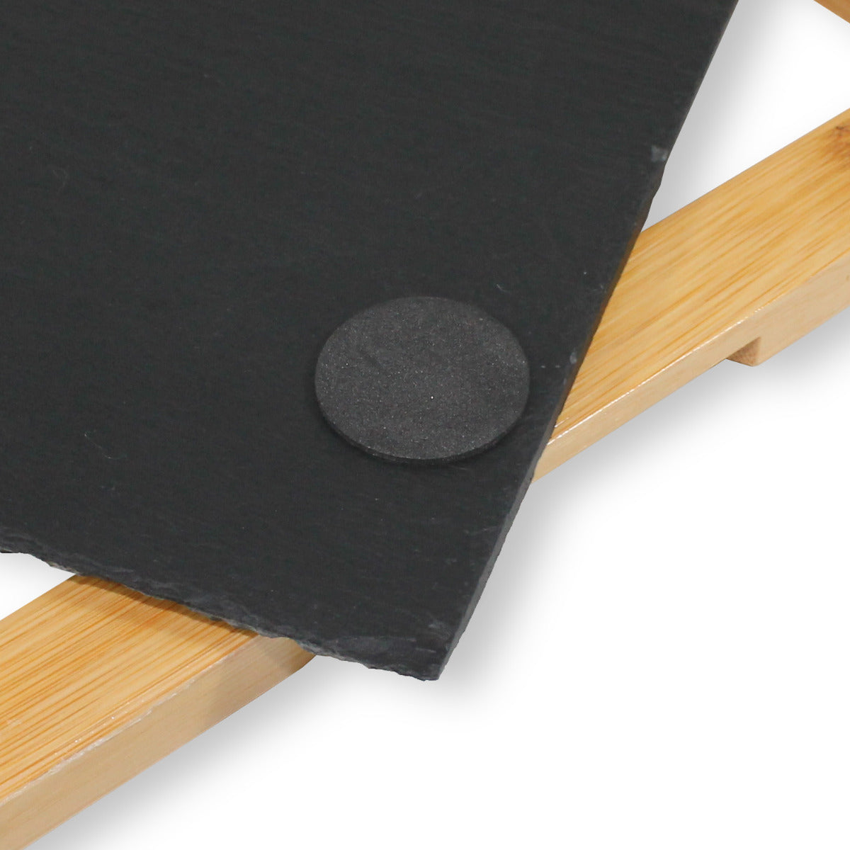 Servierplatte Schiefer 45 x 30 cm Buffetplatte schwarz Servierplatte Holz Rahmen FSC