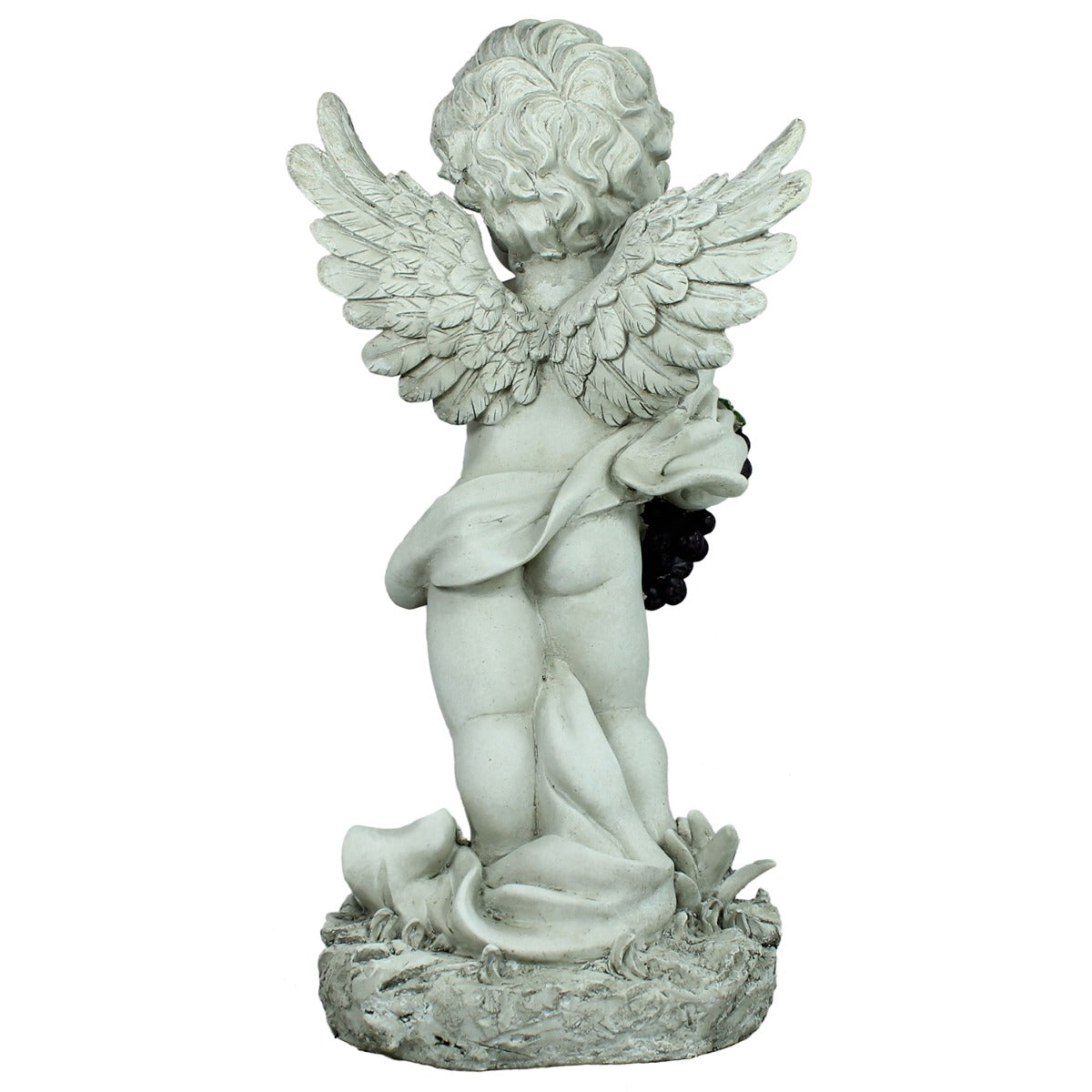 Engel Figur mit schwarzen Trauben 45 cm Gartenfigur Grab Deko Grabfigur