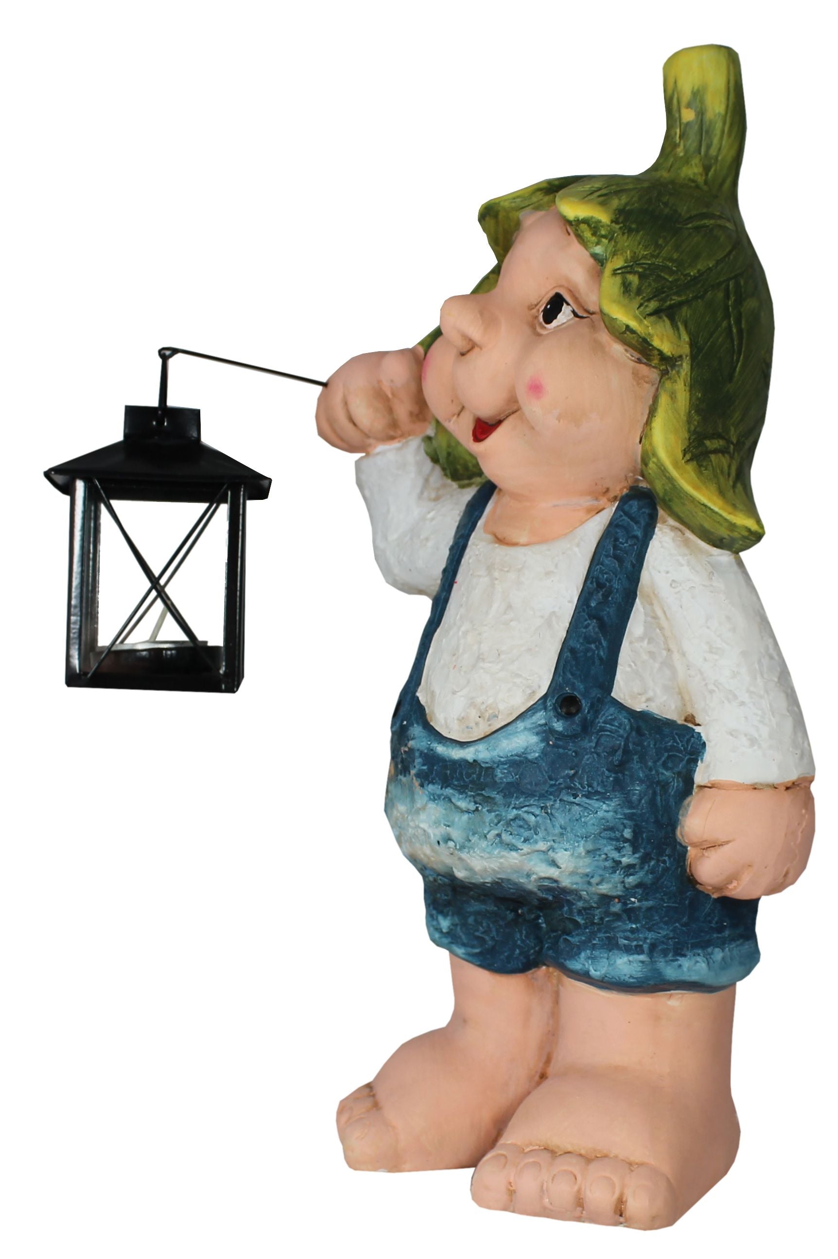 Dekofigur Waldzwerg Eichenblatt mit Laterne und Teelicht Wohnung Dekoration Garten