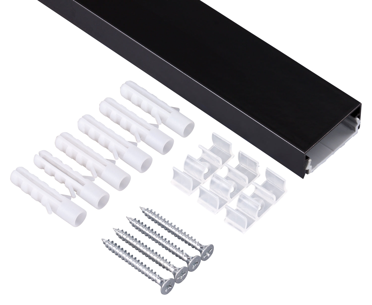 Alu Kabelkanal schwarz eckig 115x5 cm für TV HiFi Computer Lampen Aluminium Abdeckung