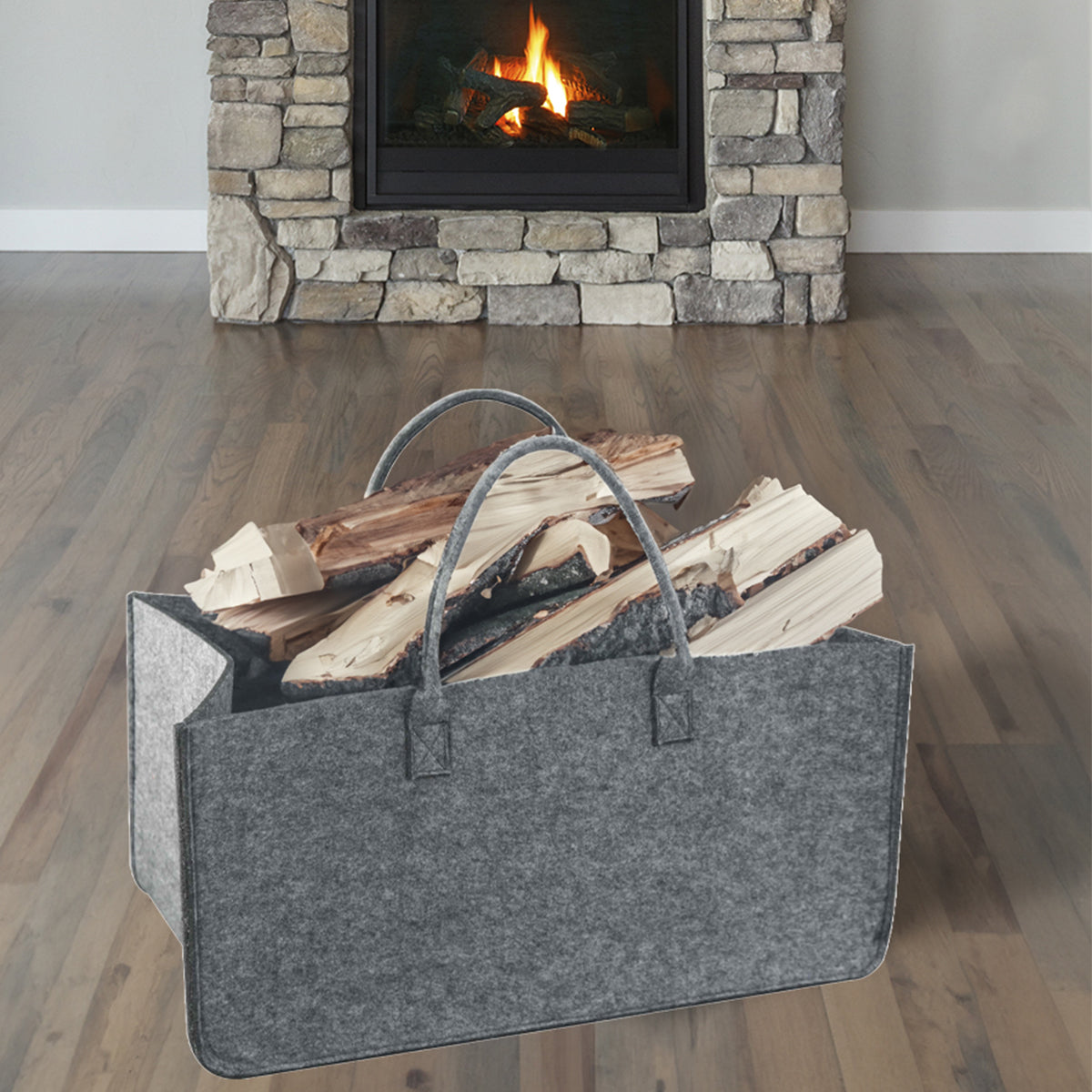 Filztasche Shopper Filztasche groß Filzkorb grau 49x25x25 cm
