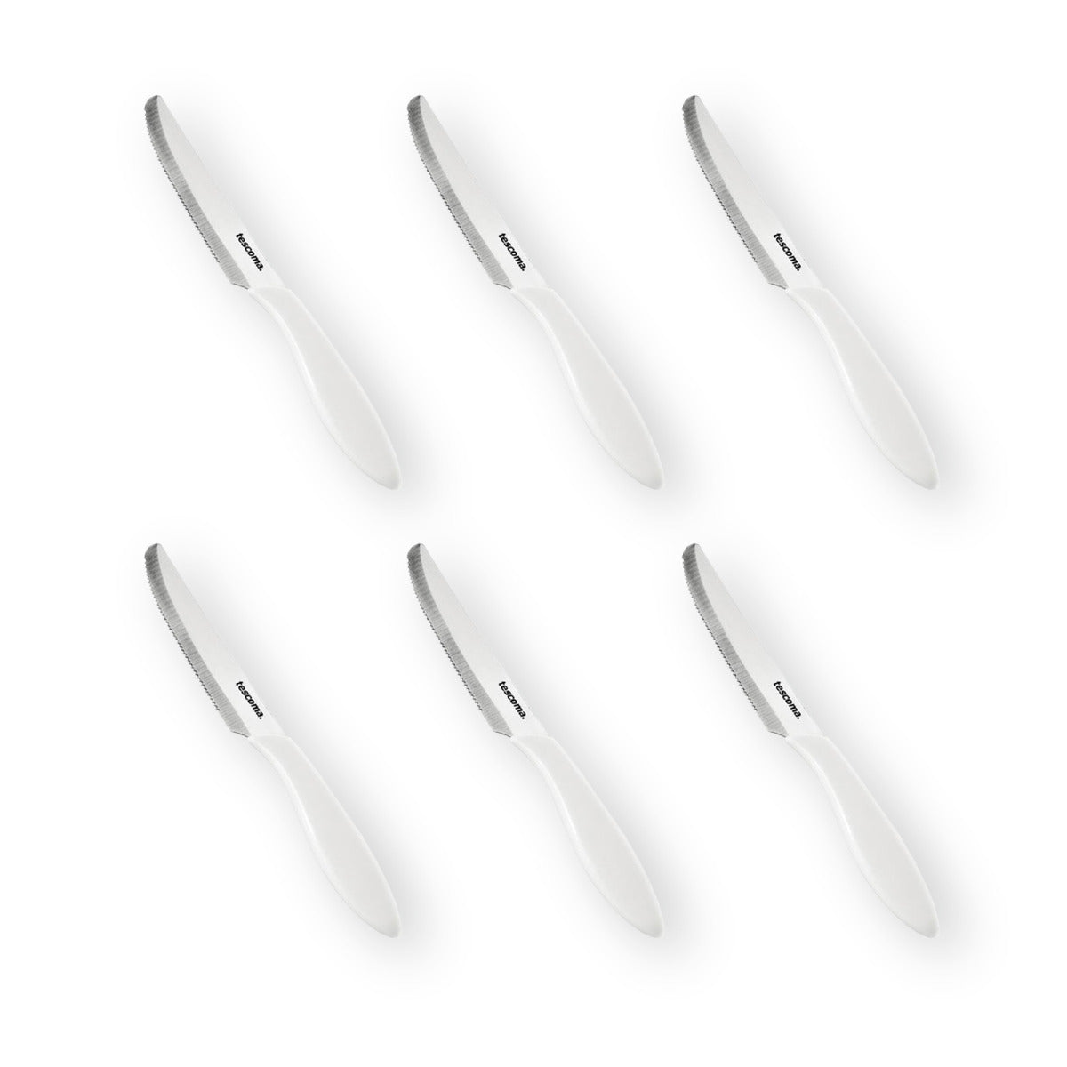 Tescoma scharfe Tafelmesser Set 6 teilig PRESTO weiss Tafelmesser Wellenschliff