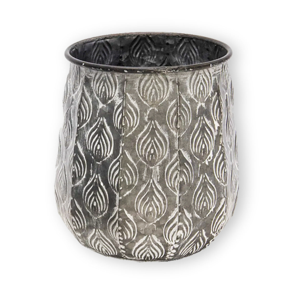 Pflanztopf Pflanzgefäß Zinktopf Cauldron Old Grey 25cm Rund Blumentopf Metall Übertopf