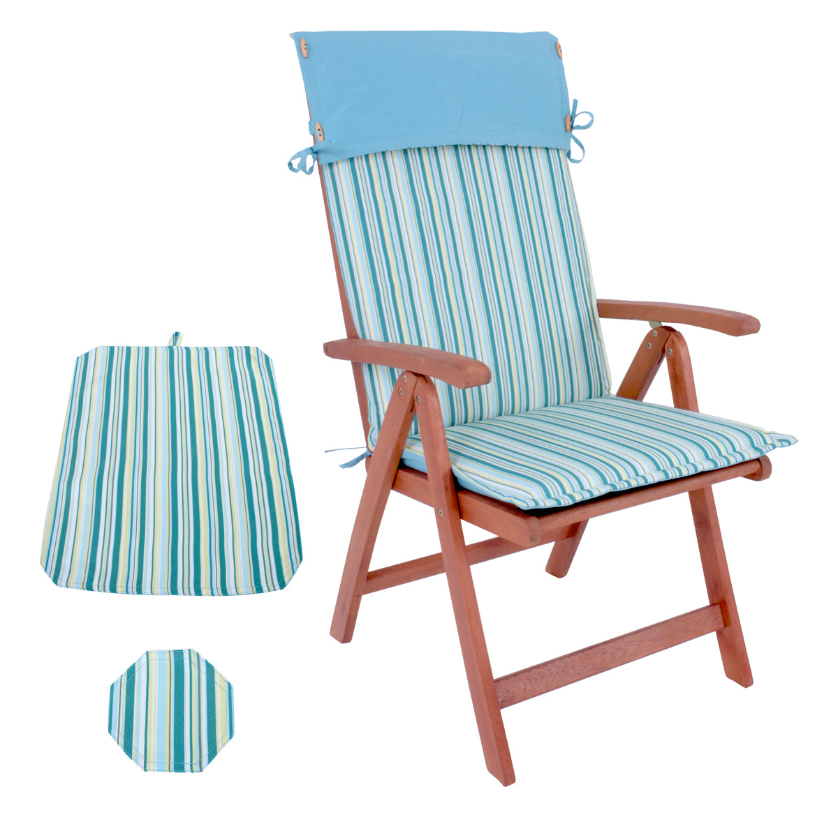 Gartenstuhl Hochlehner STOCKHOLM verstellbar klappbar Auflage Holzstuhl Eukalyptus FSC Mix 70%