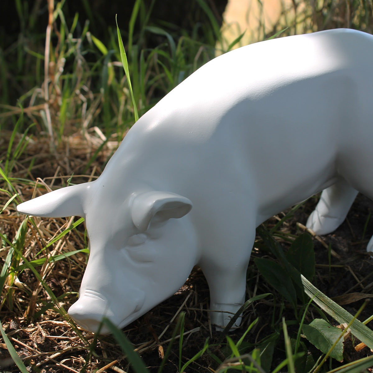 Schwein Figur stylisches Deko Schwein in weiß Schwein Dekofigur