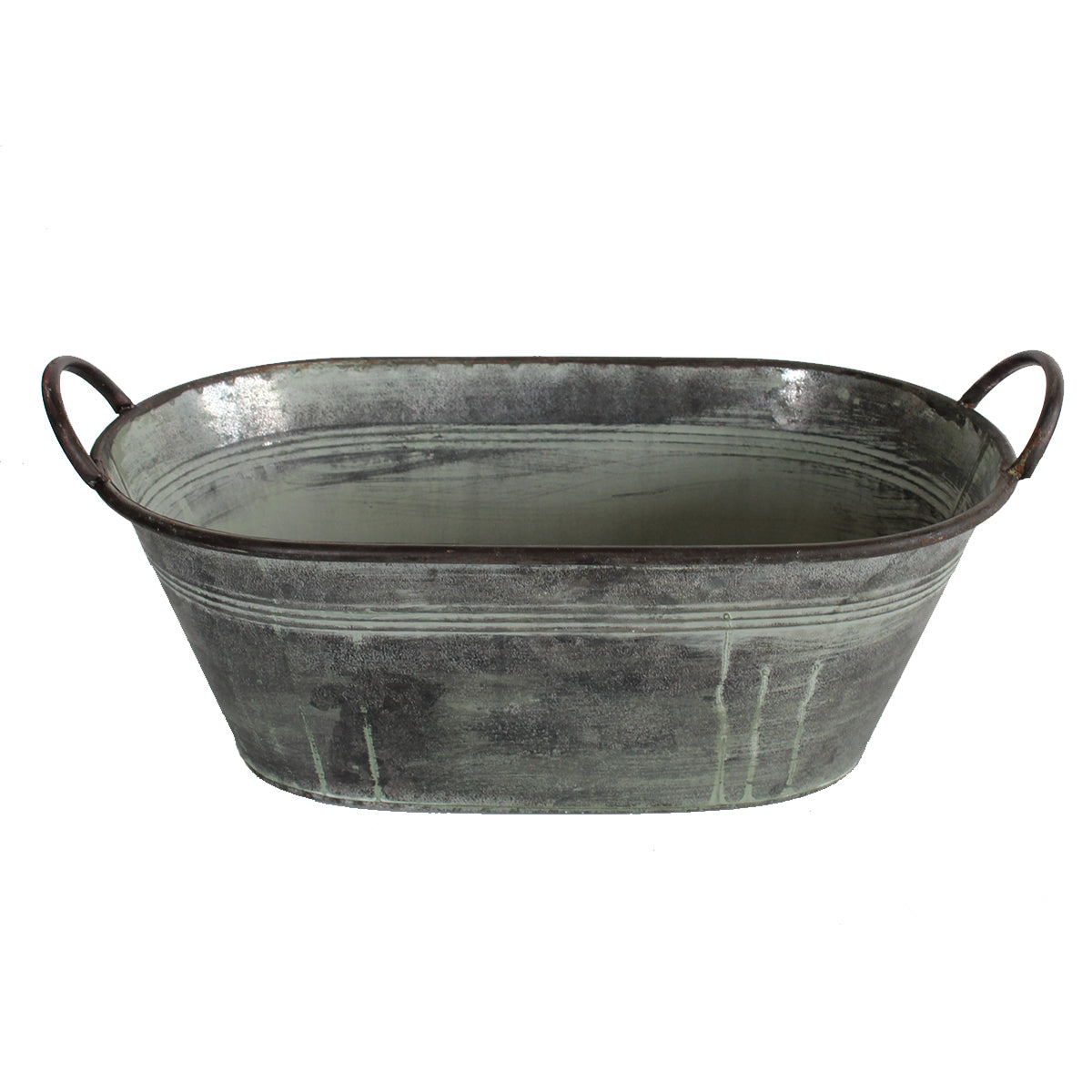 Pflanztopf Pflanzgefäß Zinktopf Old Green 43cm Oval Blumentopf Metall Übertopf