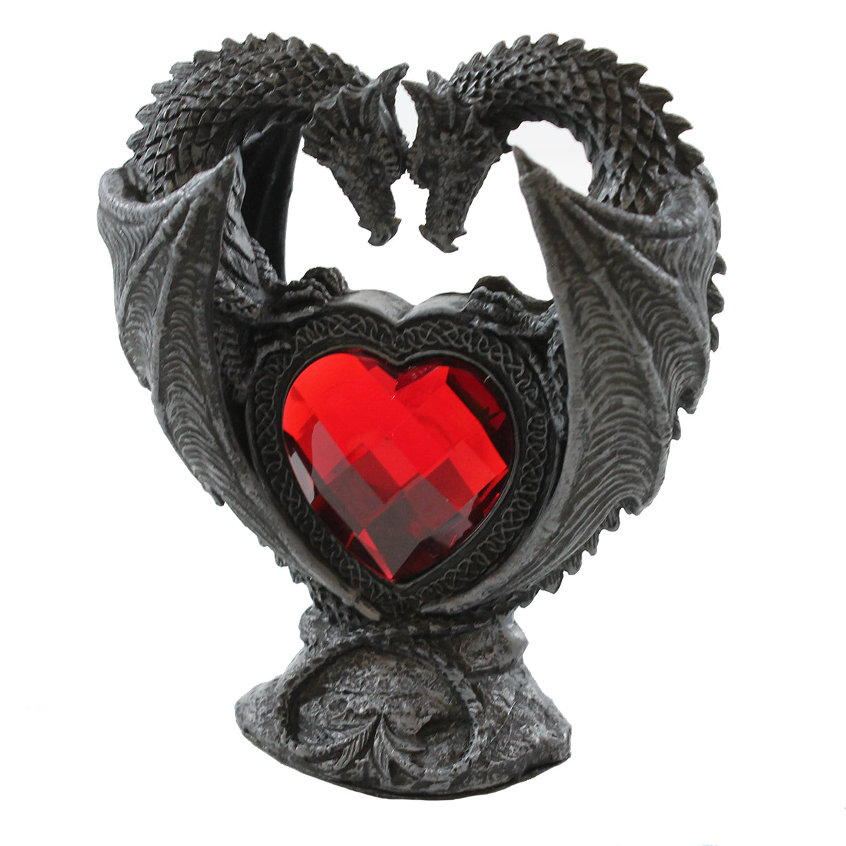 Drache Figur 'Verliebte Drachen auf Rubinherz' Liebespaar Deko Drache Romantische Geschenkidee