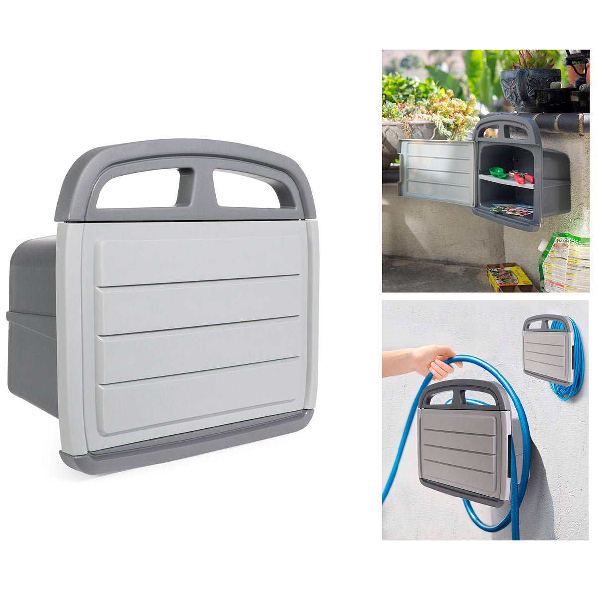 Wandschlauchhalter Kunststoff mit Staufach Gartenschlauch Halterung Schlauchhalter