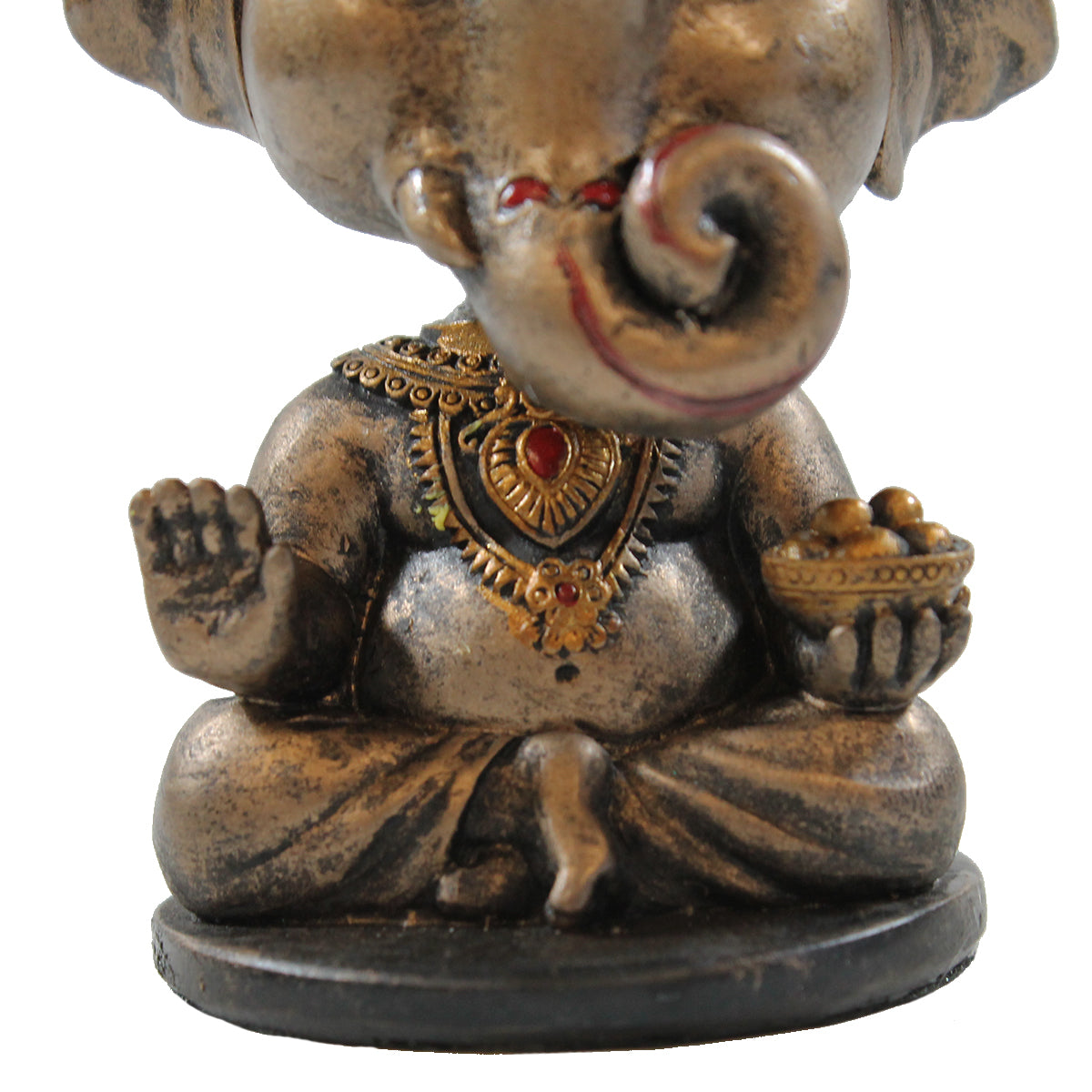 Ganesha Figur mit Wackelkopf hinduistische Dekofigur indische Gottheit bronziert Gott Ganesha