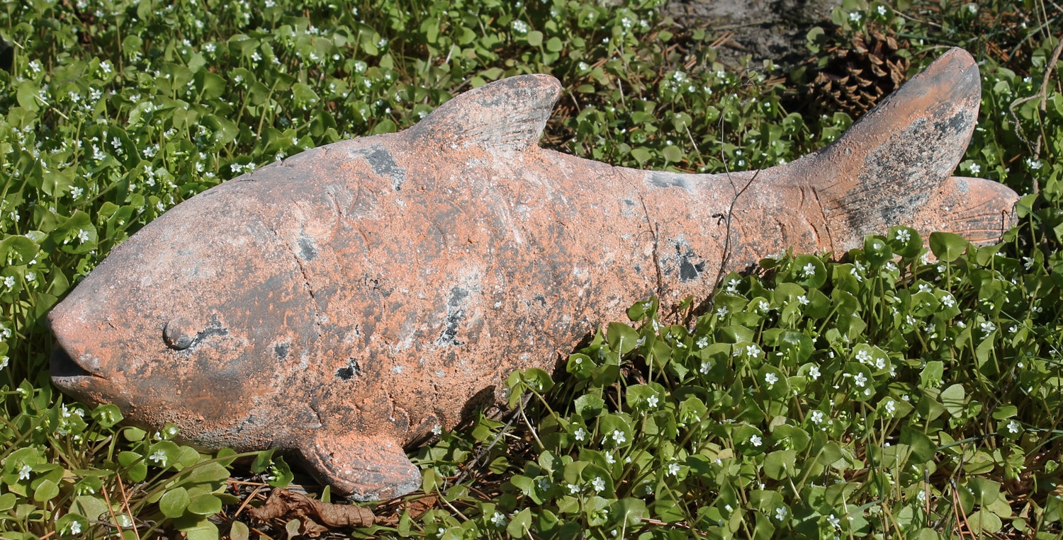 Dekofigur Fisch Figur in Steinoptik Teichdeko Fischfigur für Gartenteich