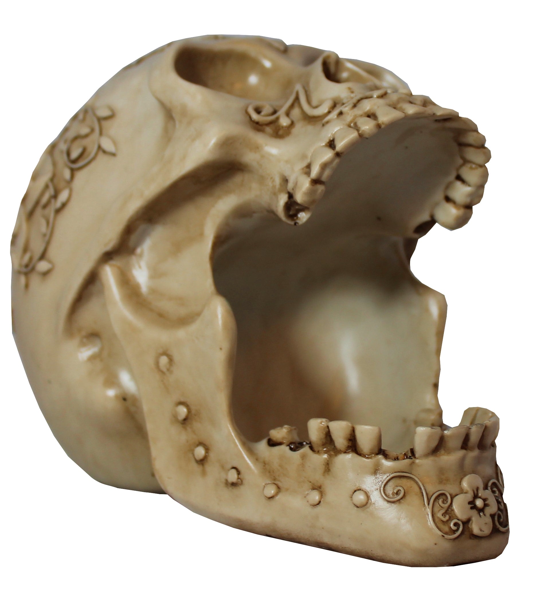 Dekofigur Totenkopf Schädel Kiefer offen Mystic Gothic Wohnung Dekoration