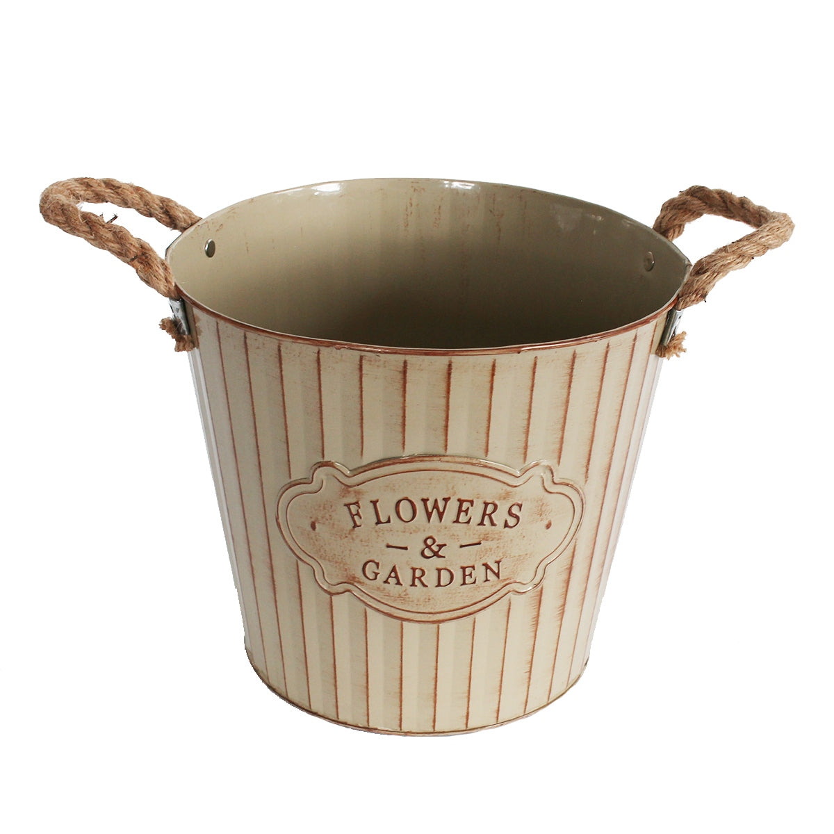 Pflanztopf Pflanzgefäß Zinktopf Diamond Beige 22cm Ø Blumentopf Metall Übertopf