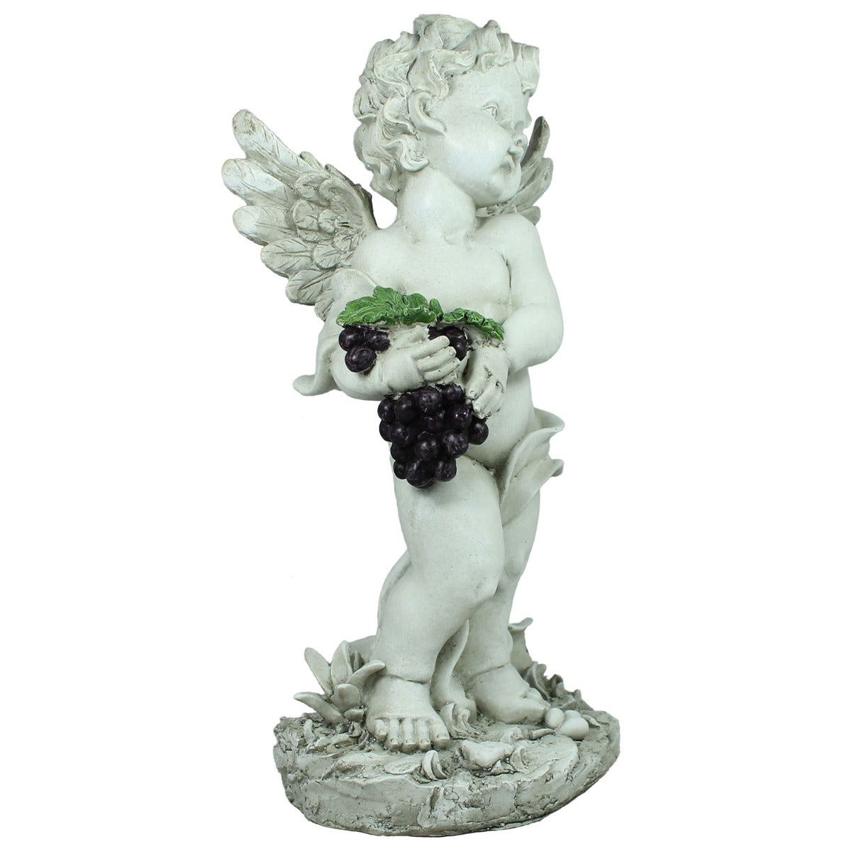 Engel Figur mit schwarzen Trauben 45 cm Gartenfigur Grab Deko Grabfigur