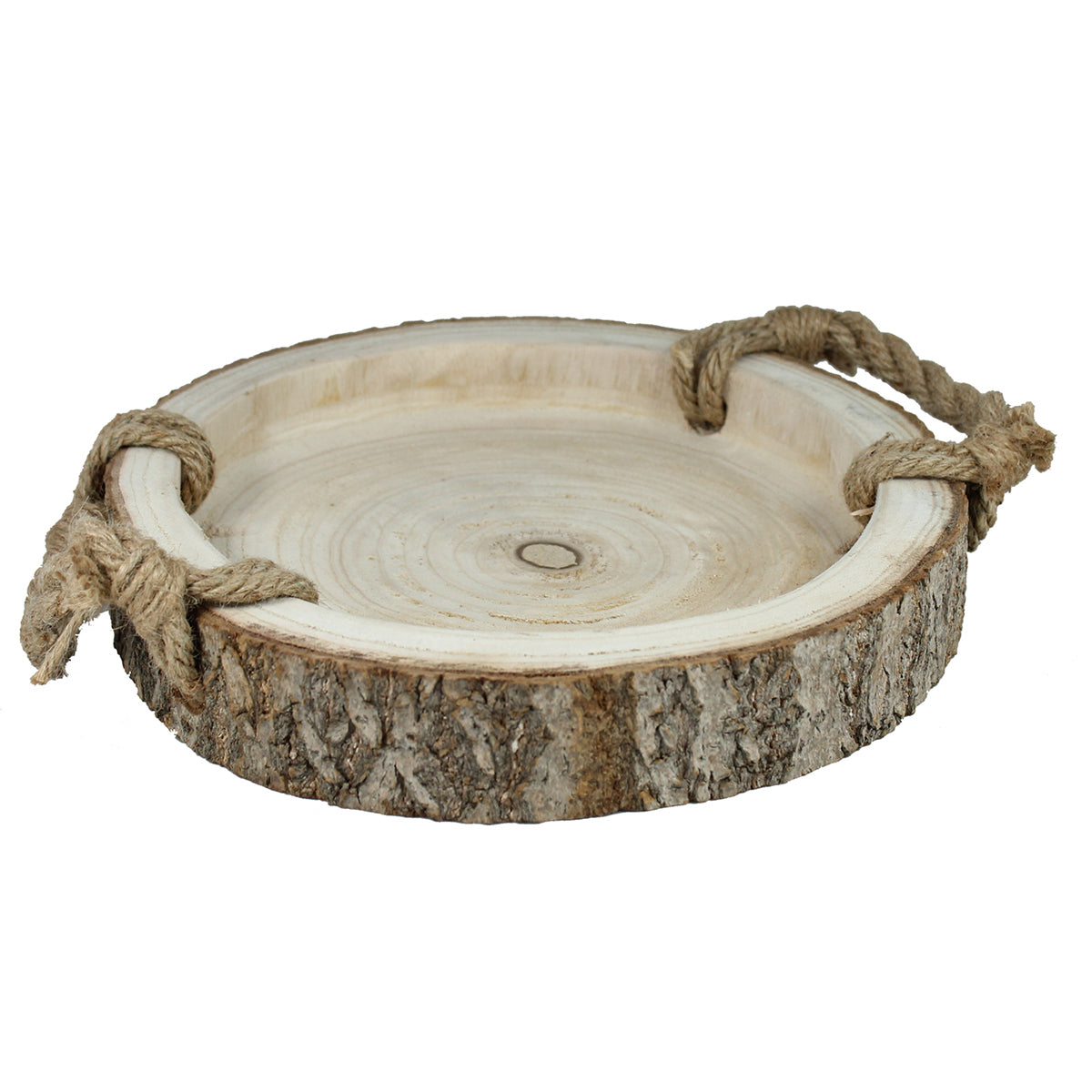 Holztablett mit Rinde und Griffen 30 cm Tablet Weihnachtsdeko Dekotablett naturbelassen