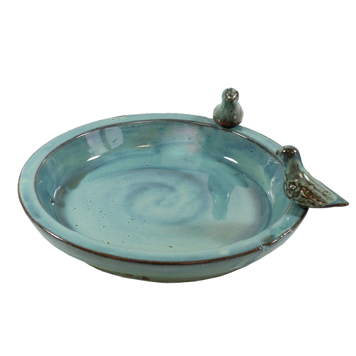 colourliving Vogeltränke für den Garten 30 cm gruen Keramik Vogeltränke rund Vogelbad Garten