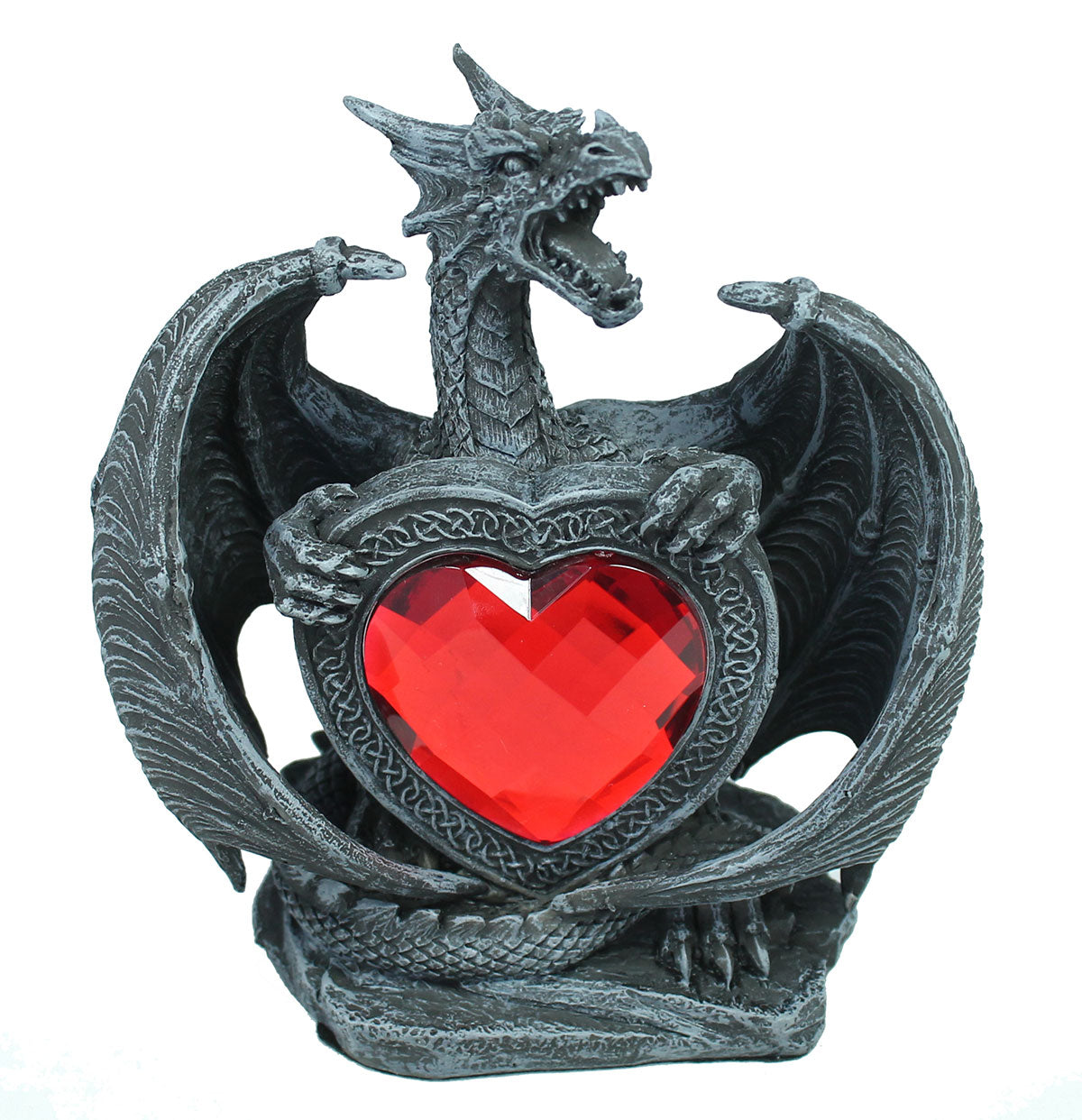 Drache Figur Fauchender Deko Drache Drachenfigur mit Herz