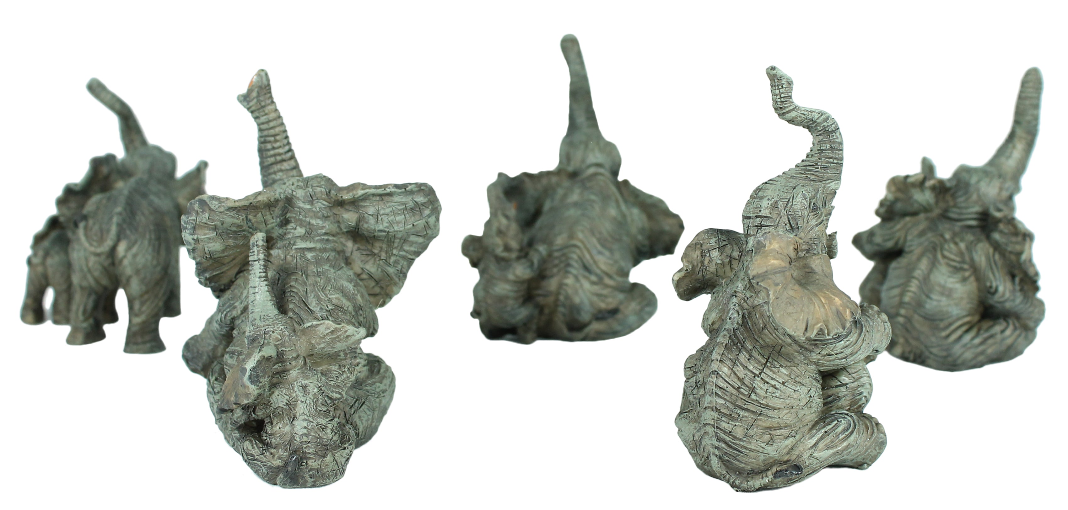 Dekofigur 5er Set Elefant Elefantenfamilie Glücks-Elefant Garten Dekoration