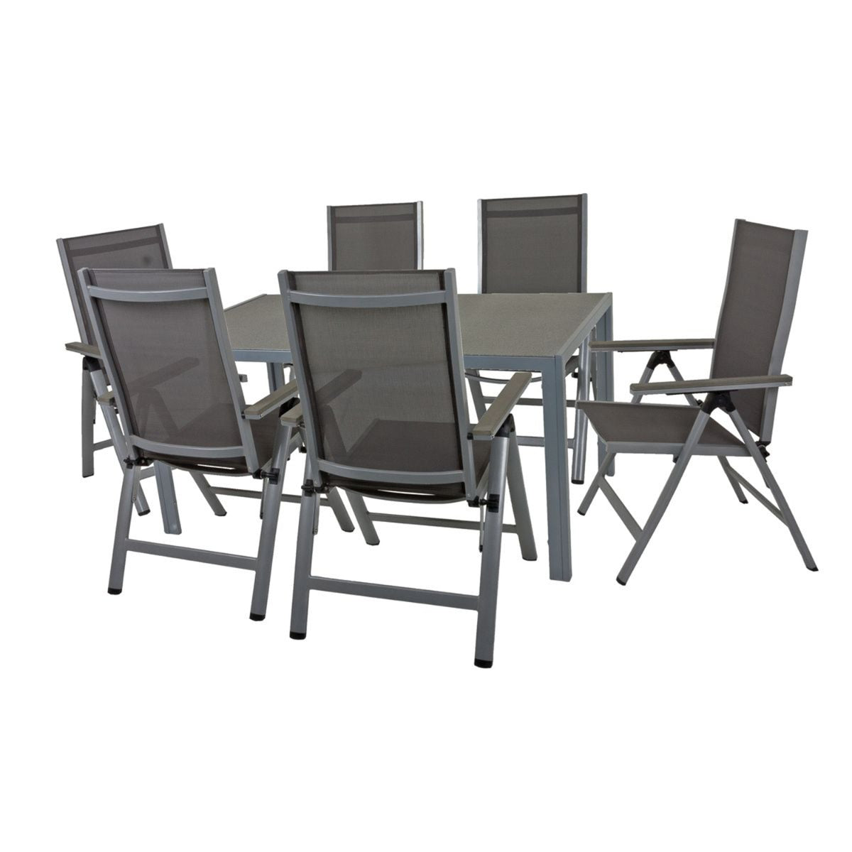 Garden Pleasure Hochlehner Grace | Gartenstuhl Hochlehner verstellbar aus Aluminium & Nonwood Armlehnen, Atmungsaktiv, Klappbar, bis 120kg | Ideal für Terrasse & Garten