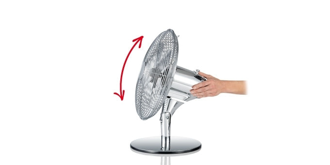 Tischventilator Tisch Ventilator Retro 35 cm Edelstahl Chrom Windmaschine Venti schwenkbar