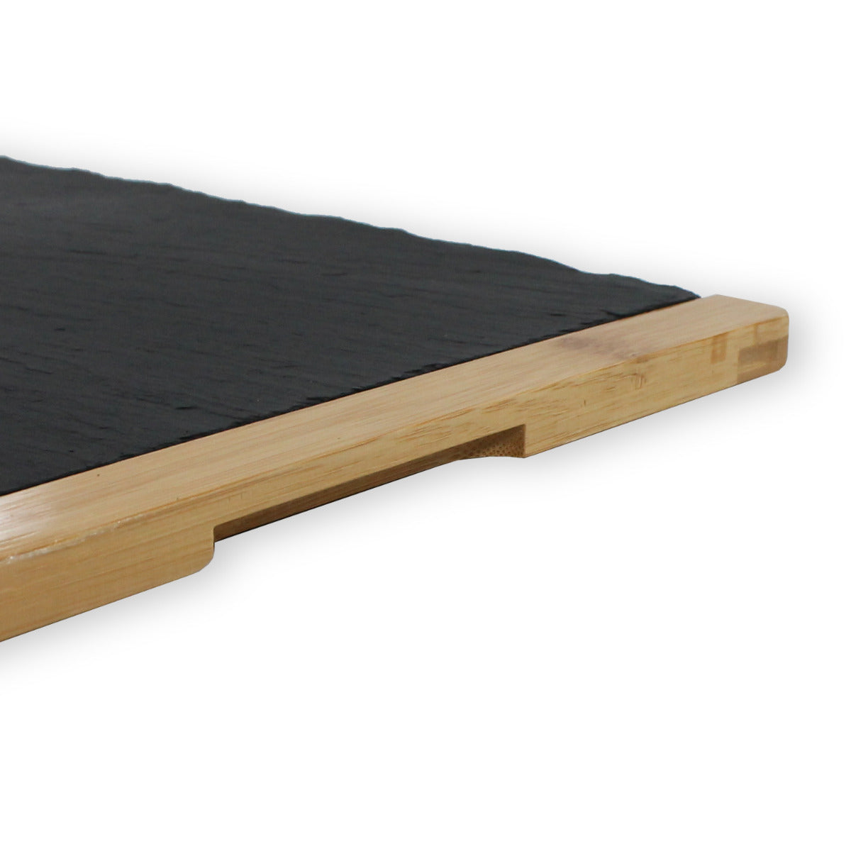 Servierplatte Schiefer 34 x 26 cm Buffetplatte schwarz Servierplatte Holz Rahmen FSC