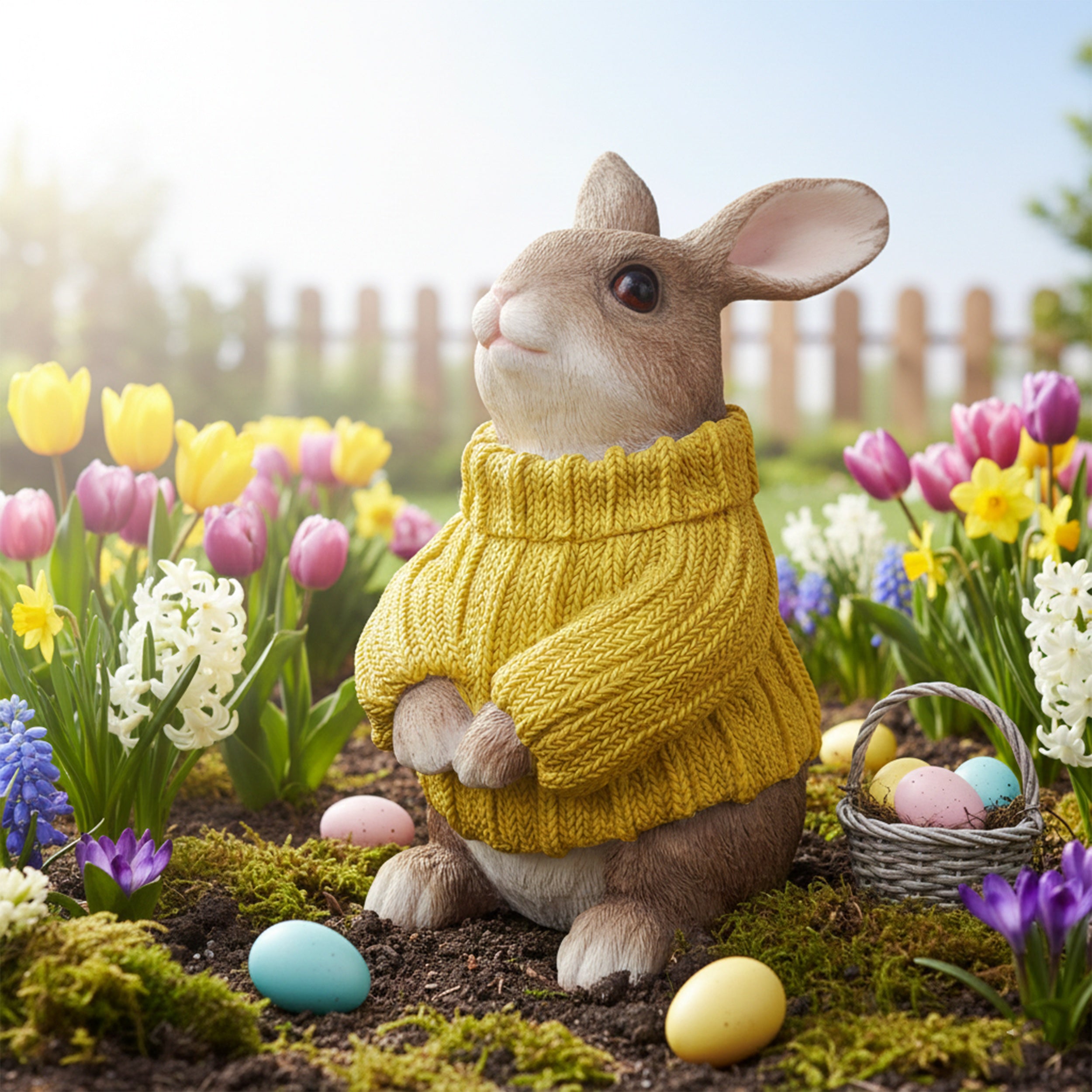 Deko Hase XL im Pullover groß – Deko Osterhase Hasenfigur sitzend, Osterdeko & Gartenfigur in versch. Farben