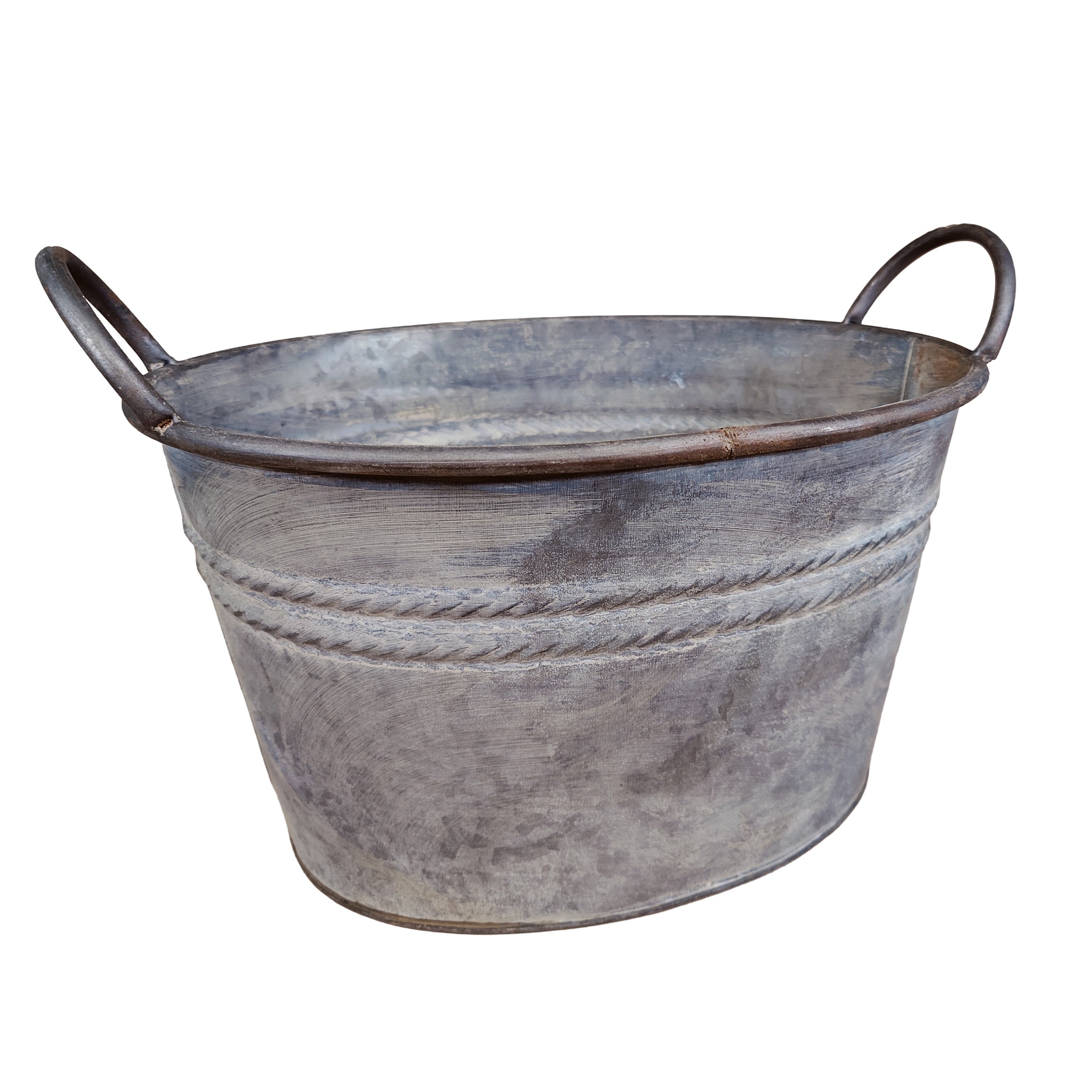 3er Set Zinkwanne oval verzinkt - Pflanzwanne Metall für Garten, Terrasse & Deko Blumentopf, Pflanztopf