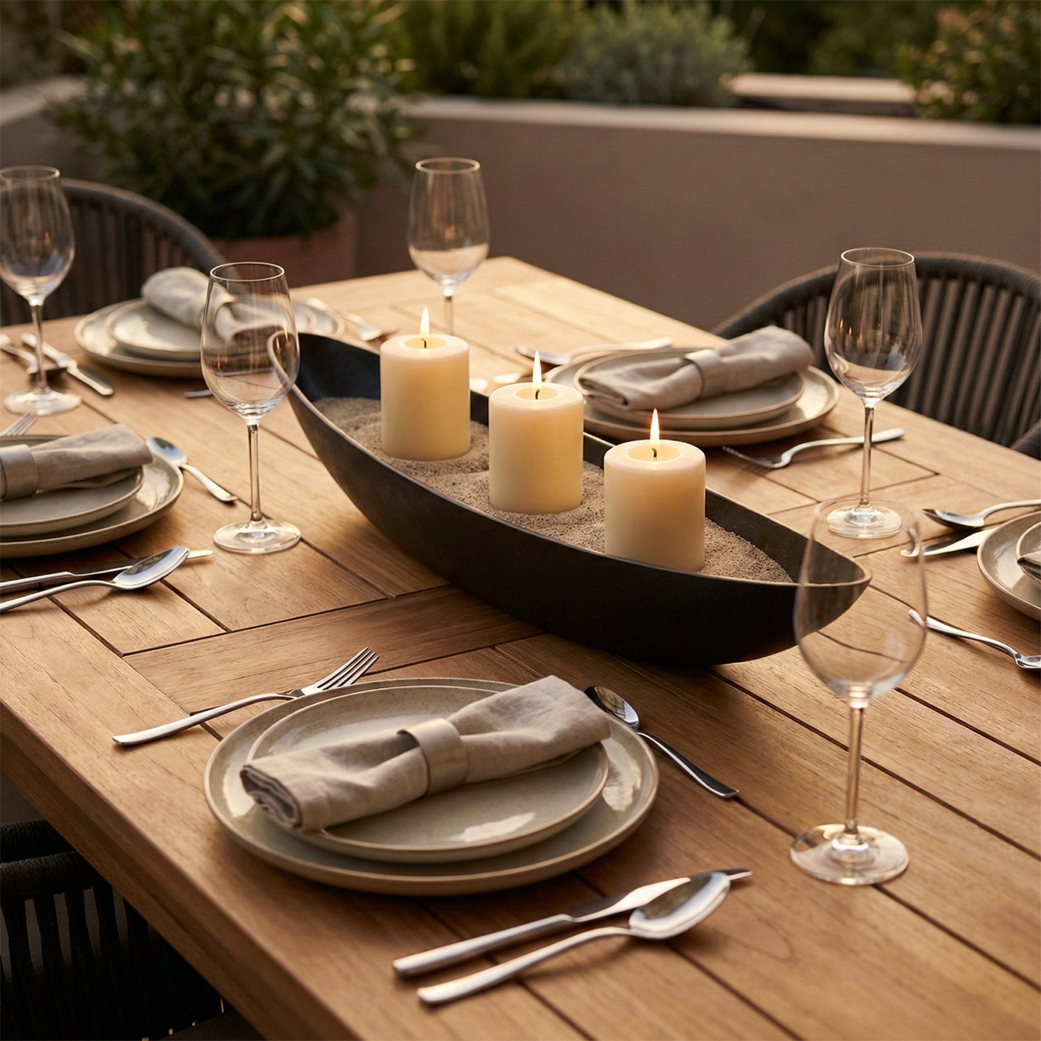 Pflanzschale „Boat“ aus recyceltem Kunststoff – Blumentopf länglich in Anthrazit oder Sand