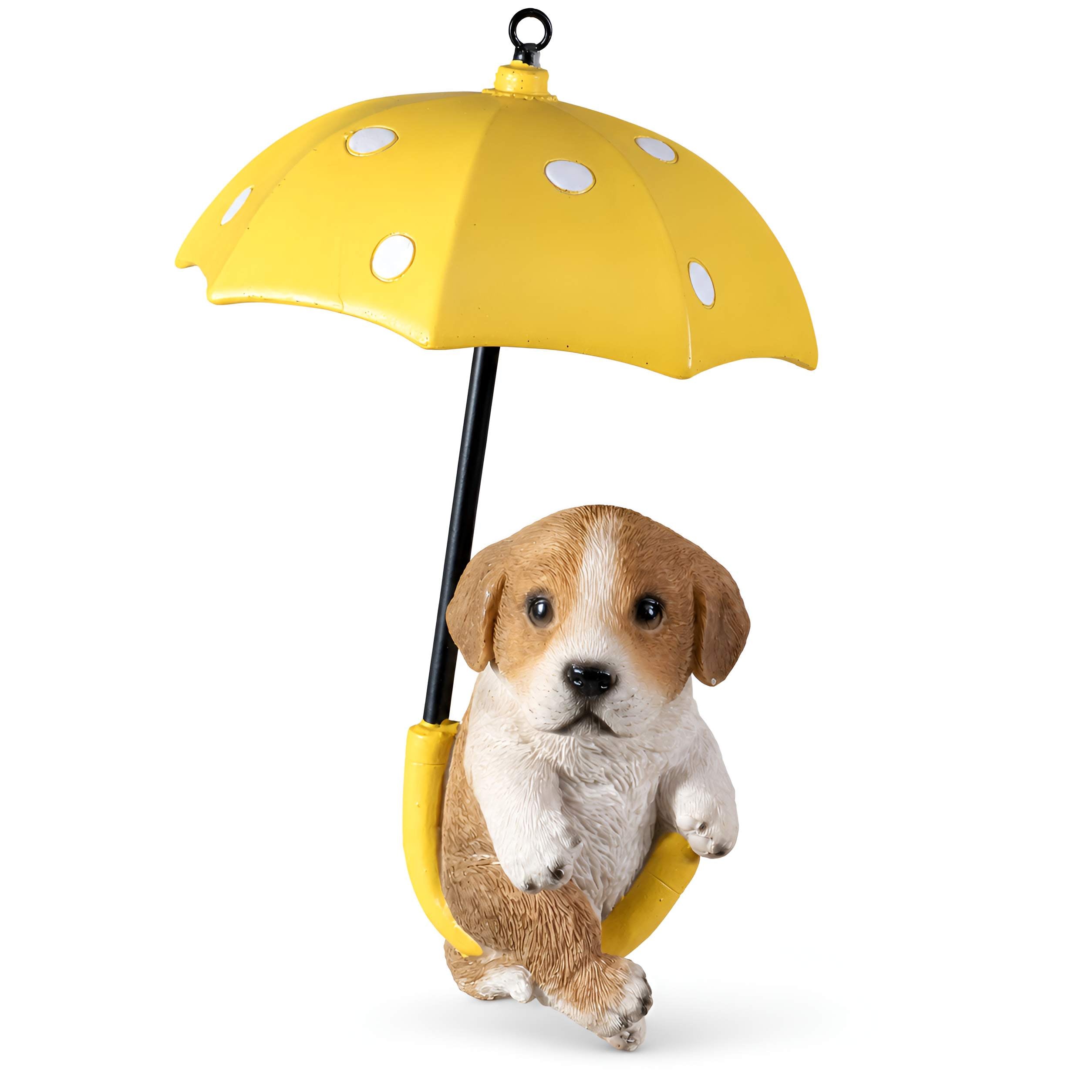 Hängedeko Tierfigur mit Regenschirm - Fenster Hängedeko für Garten mit Biene oder Hunde Figuren