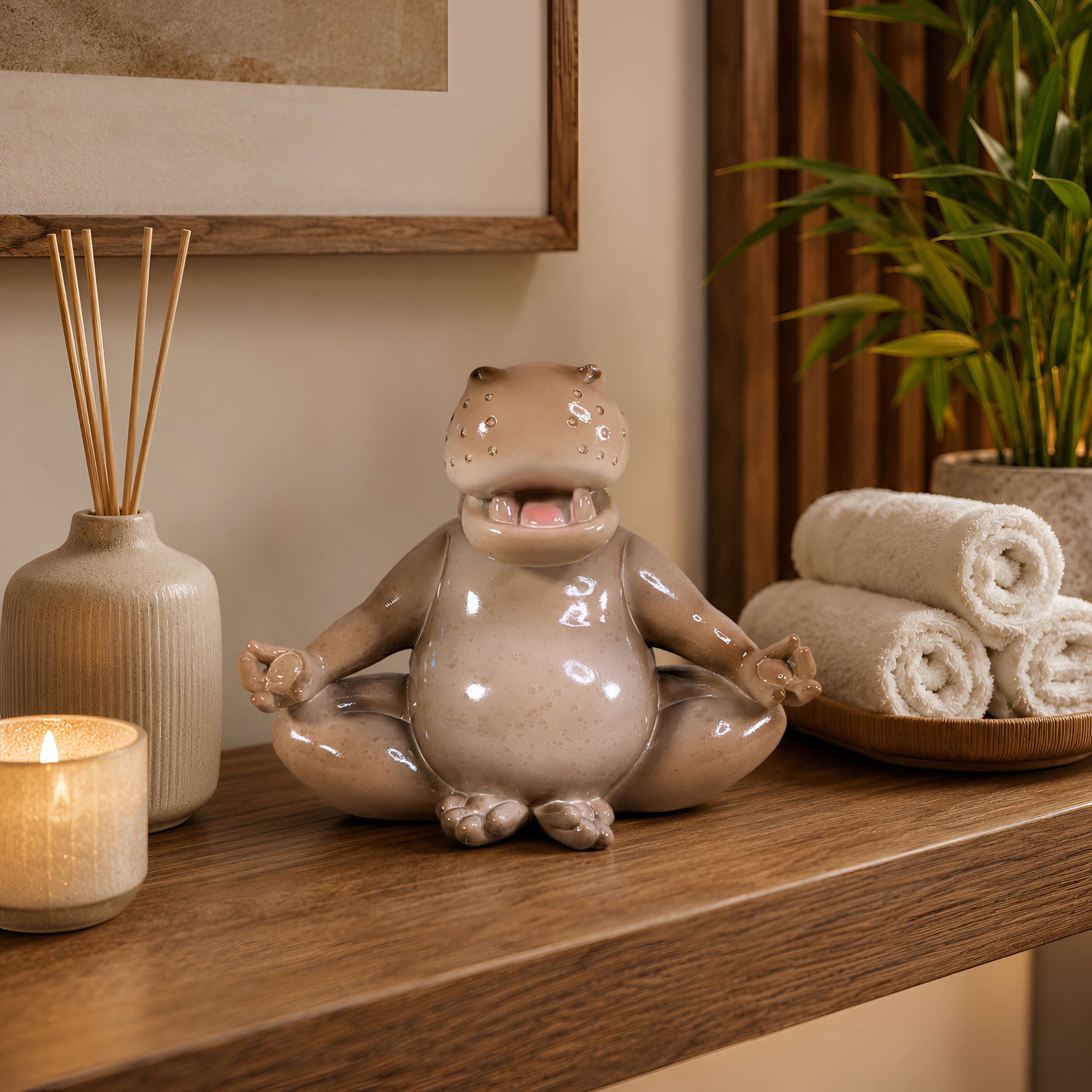 Yoga Nilpferd Figur glänzend sitzend & Stretch für innen und außen