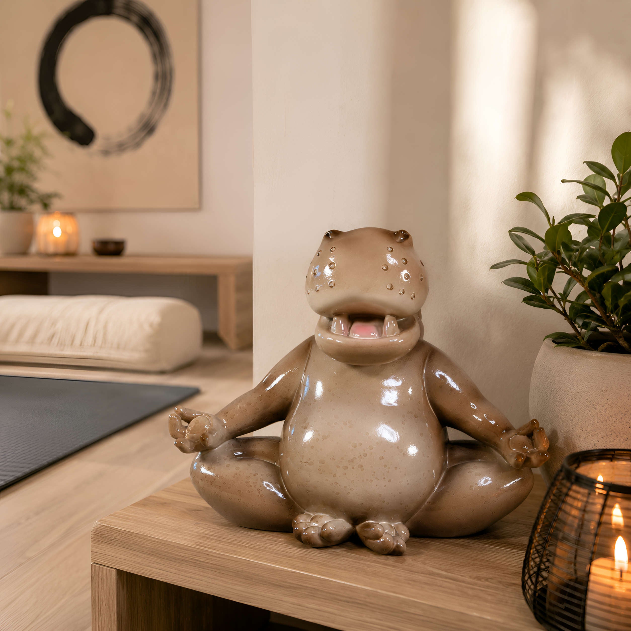 Yoga Nilpferd Figur glänzend sitzend & Stretch für innen und außen