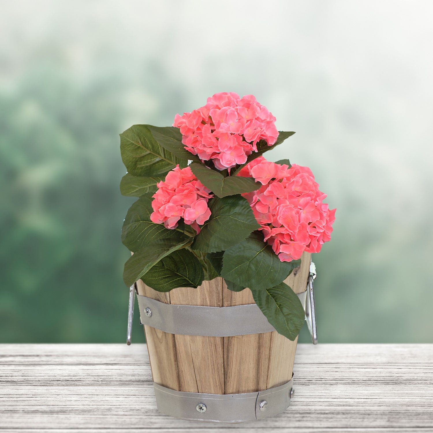 Pflanzkübel Holz mit Griffen | Pflanztopf rund FSC Akazienholz | Blumenkästen aus Holz | verschiedene Größen