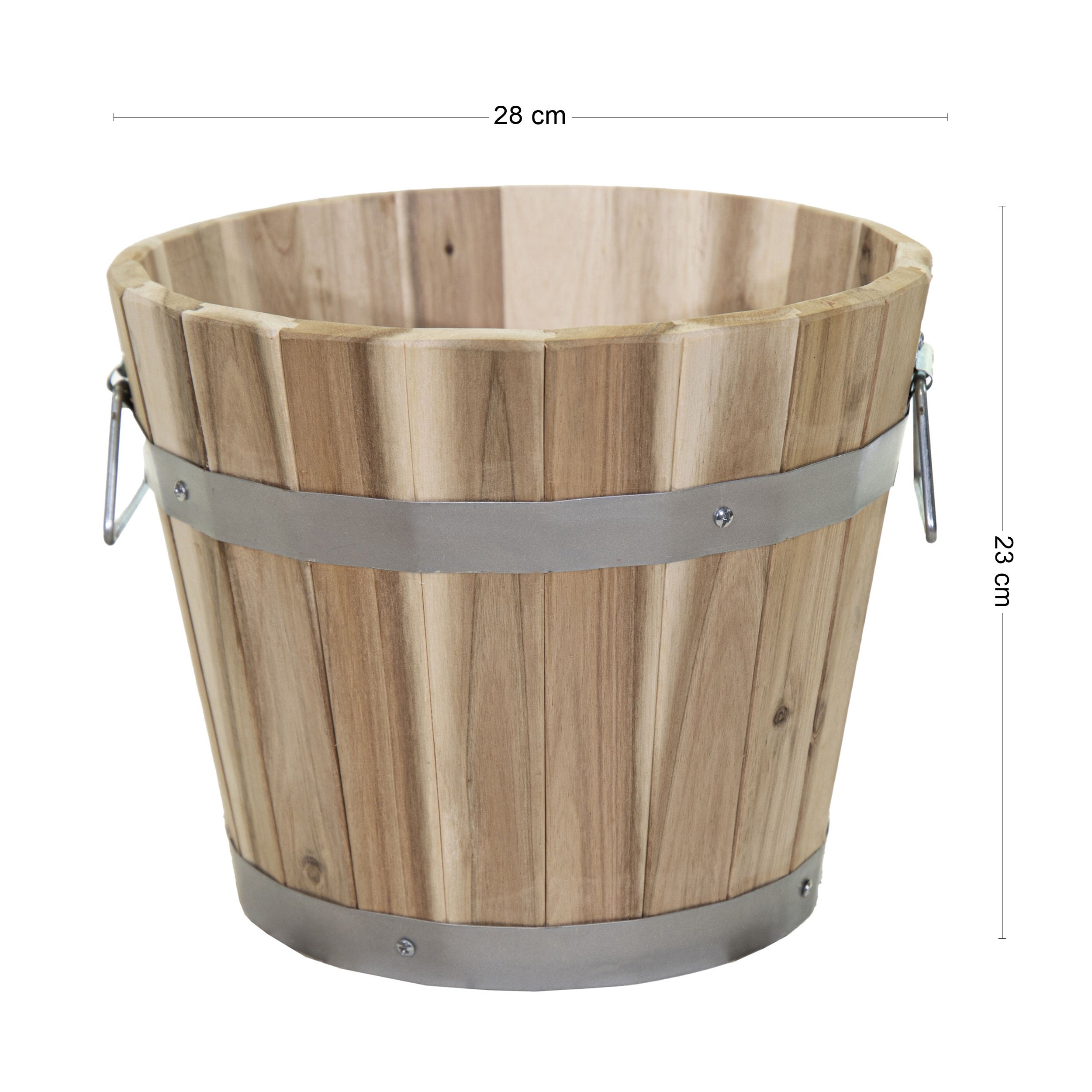 Pflanzkübel Holz mit Griffen | Pflanztopf rund FSC Akazienholz | Blumenkästen aus Holz | verschiedene Größen