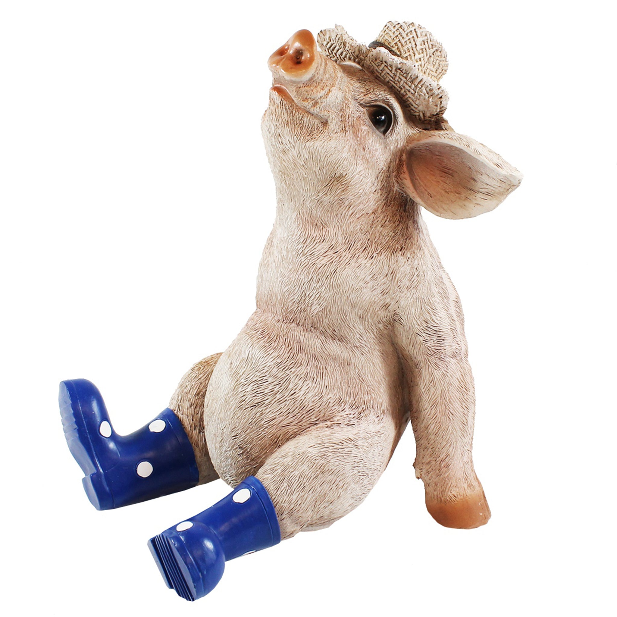 Deko Schwein Erich mit Hut und Stiefeln – lustige Schweine Figur wetterfest für Garten & Haus