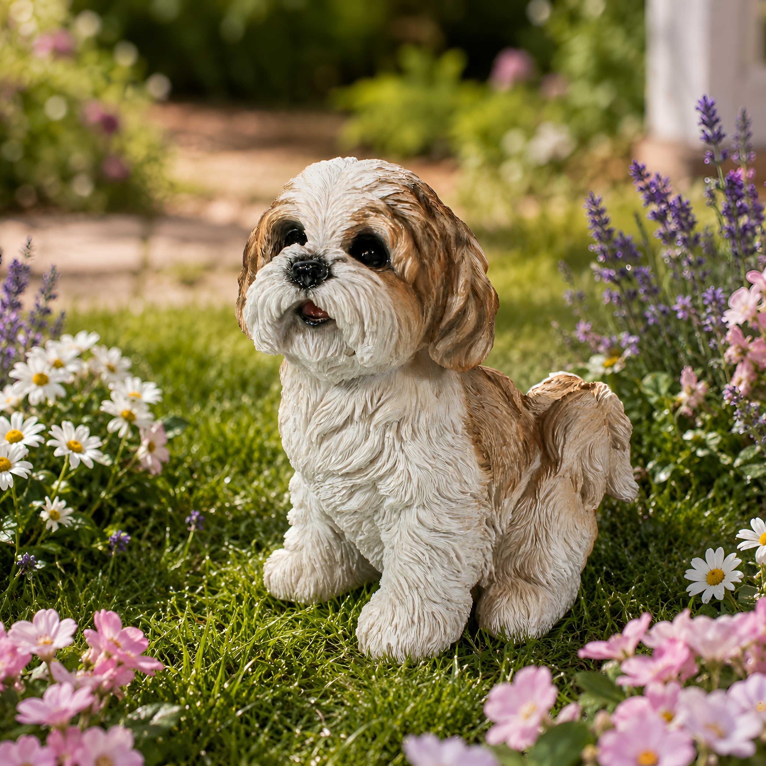 Shih Tzu Hundefigur lebensecht, Deko Hund für Haus & Garten in verschiedenen Größen, Farben & Posen