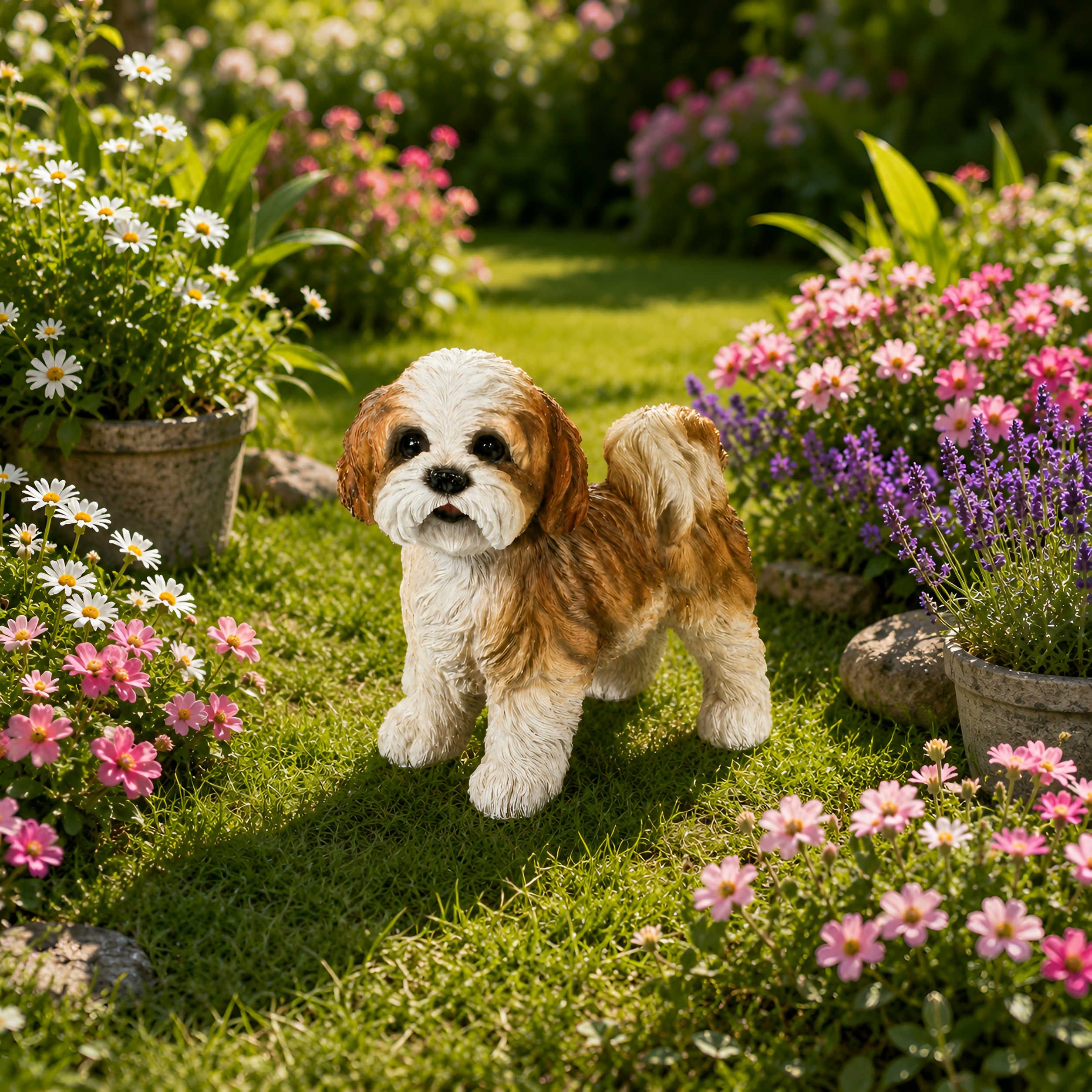 Shih Tzu Hundefigur lebensecht, Deko Hund für Haus & Garten in verschiedenen Größen, Farben & Posen