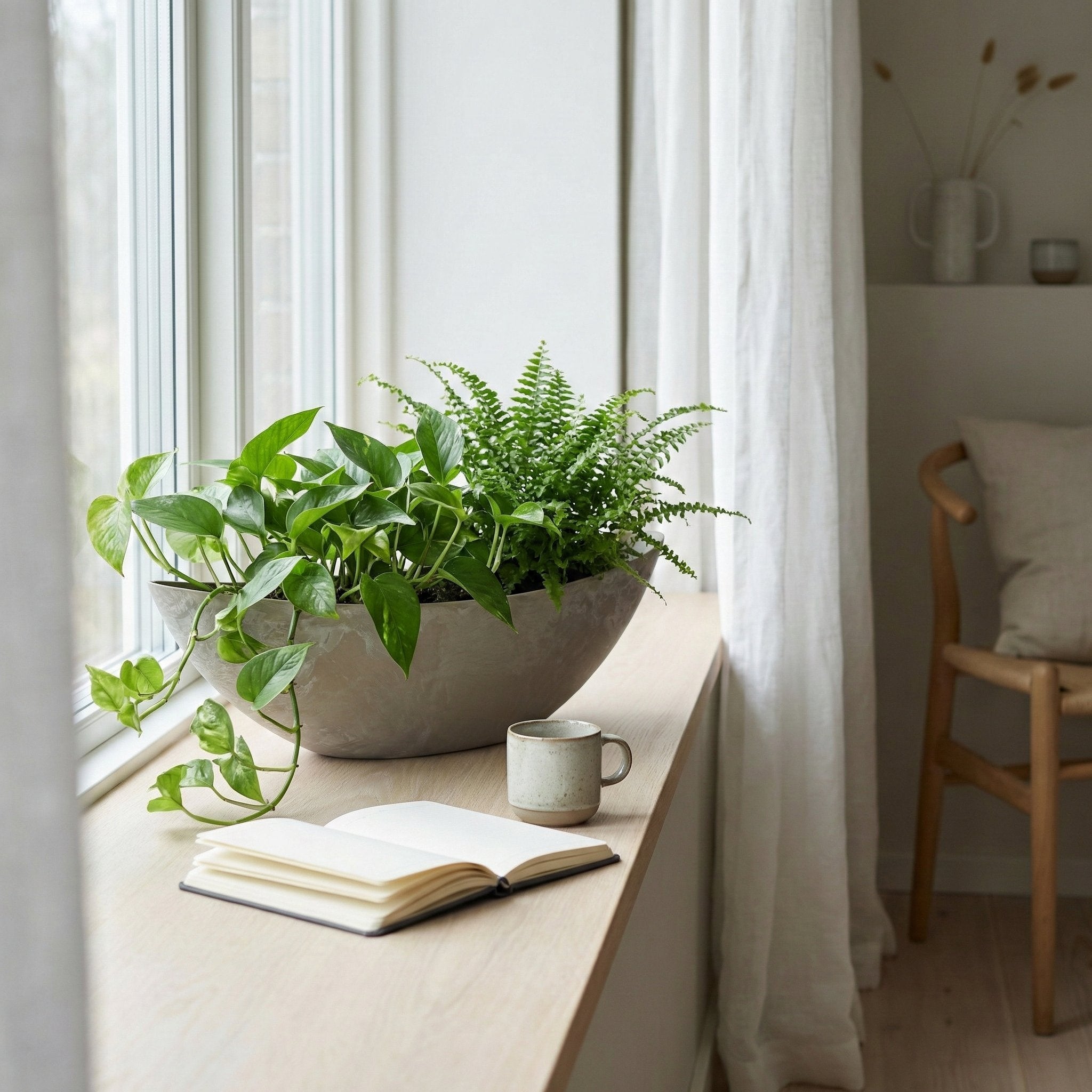 Pflanzschale „Boat“ aus recyceltem Kunststoff – Blumentopf länglich in Anthrazit oder Sand