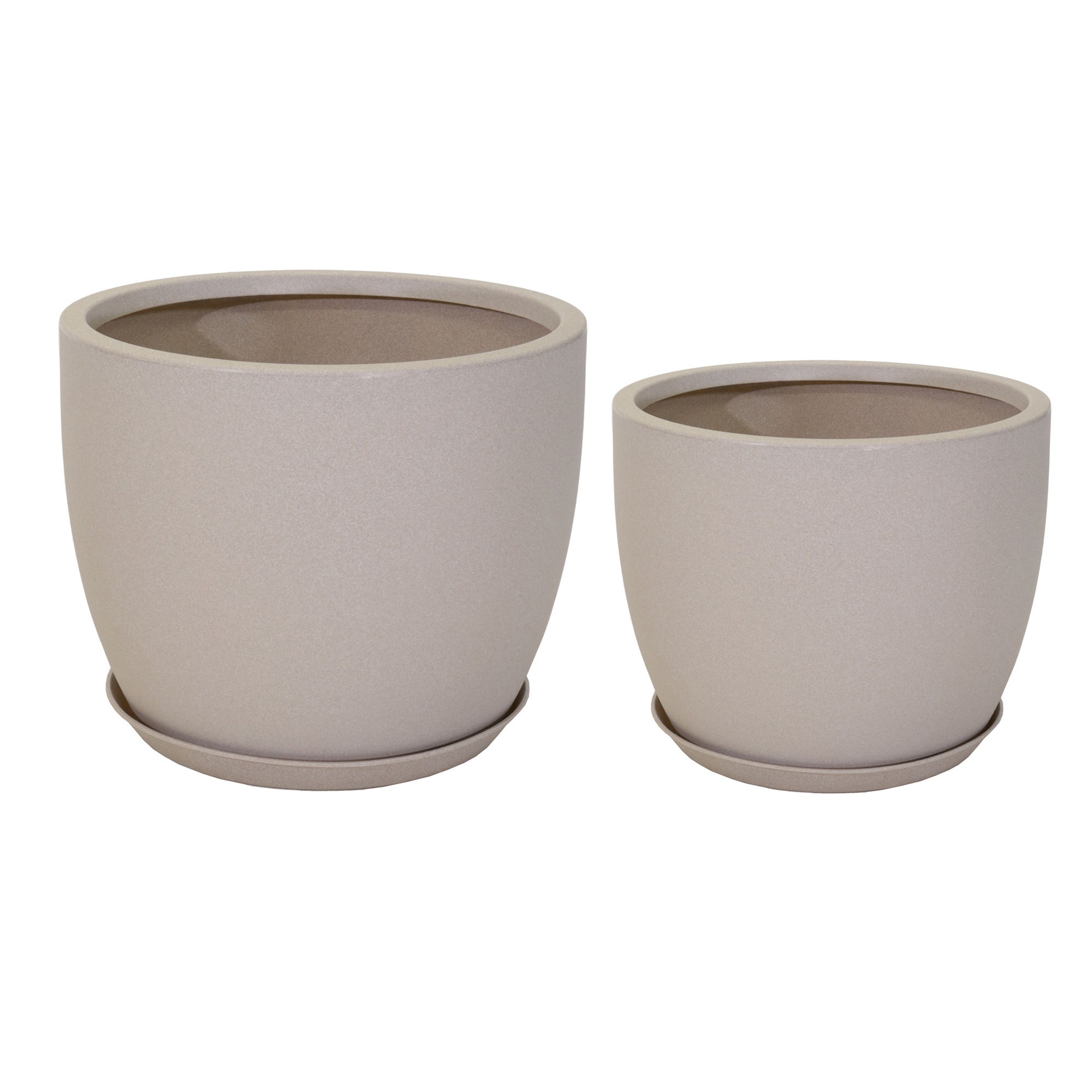 Großer Blumentopf 2er Set – Pflanztöpfe rund in Steinoptik, Untersetzer inklusive, verschließbares Entwässerungsloch, Garten & Balkon