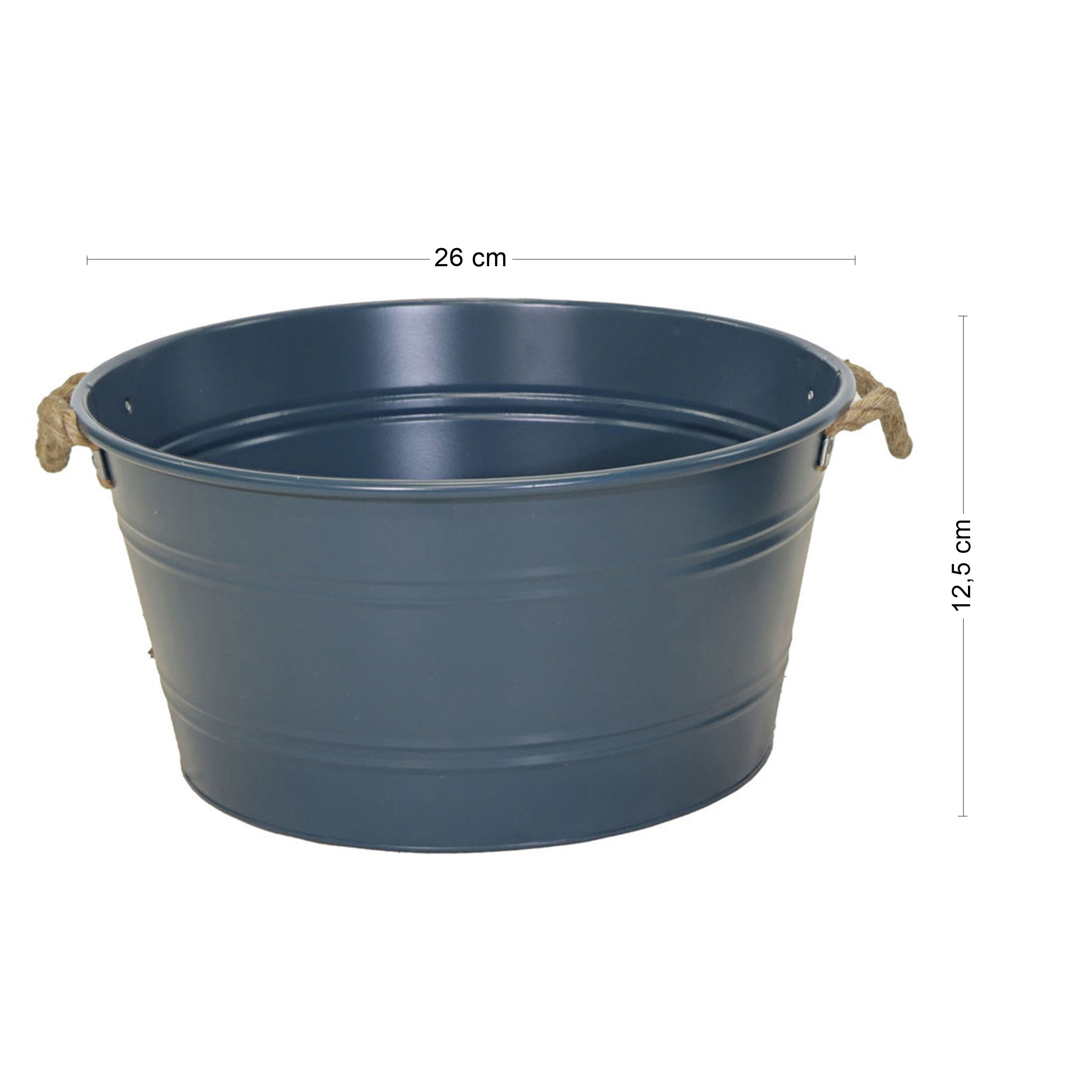 Pflanztopf "Beat" rund aus Metall mit Kordelgriffen | Dekorativer Blumentopf | Pflanzwanne robust & vielseitig in 4 Farben und Größen