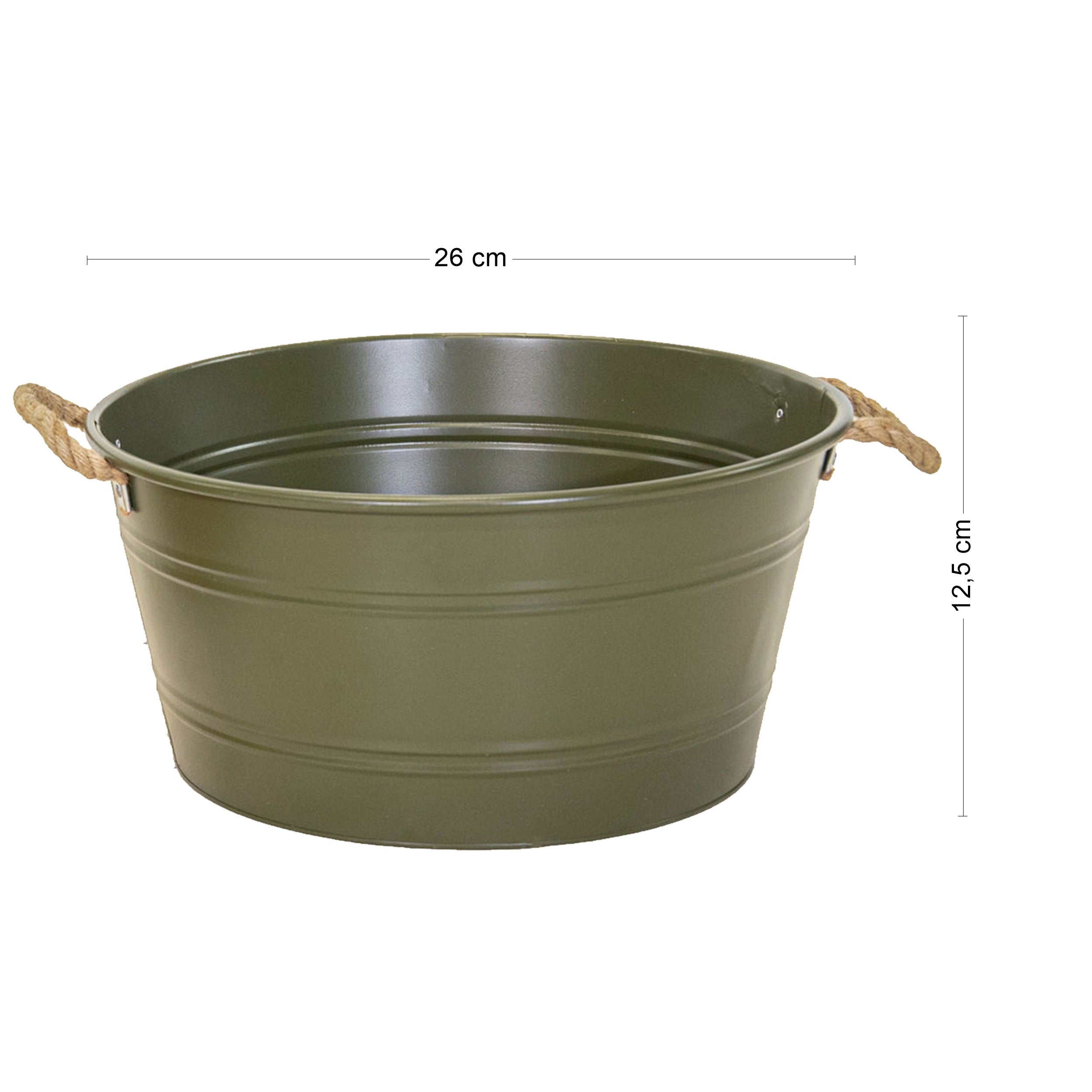 Pflanztopf "Beat" rund aus Metall mit Kordelgriffen | Dekorativer Blumentopf | Pflanzwanne robust & vielseitig in 4 Farben und Größen