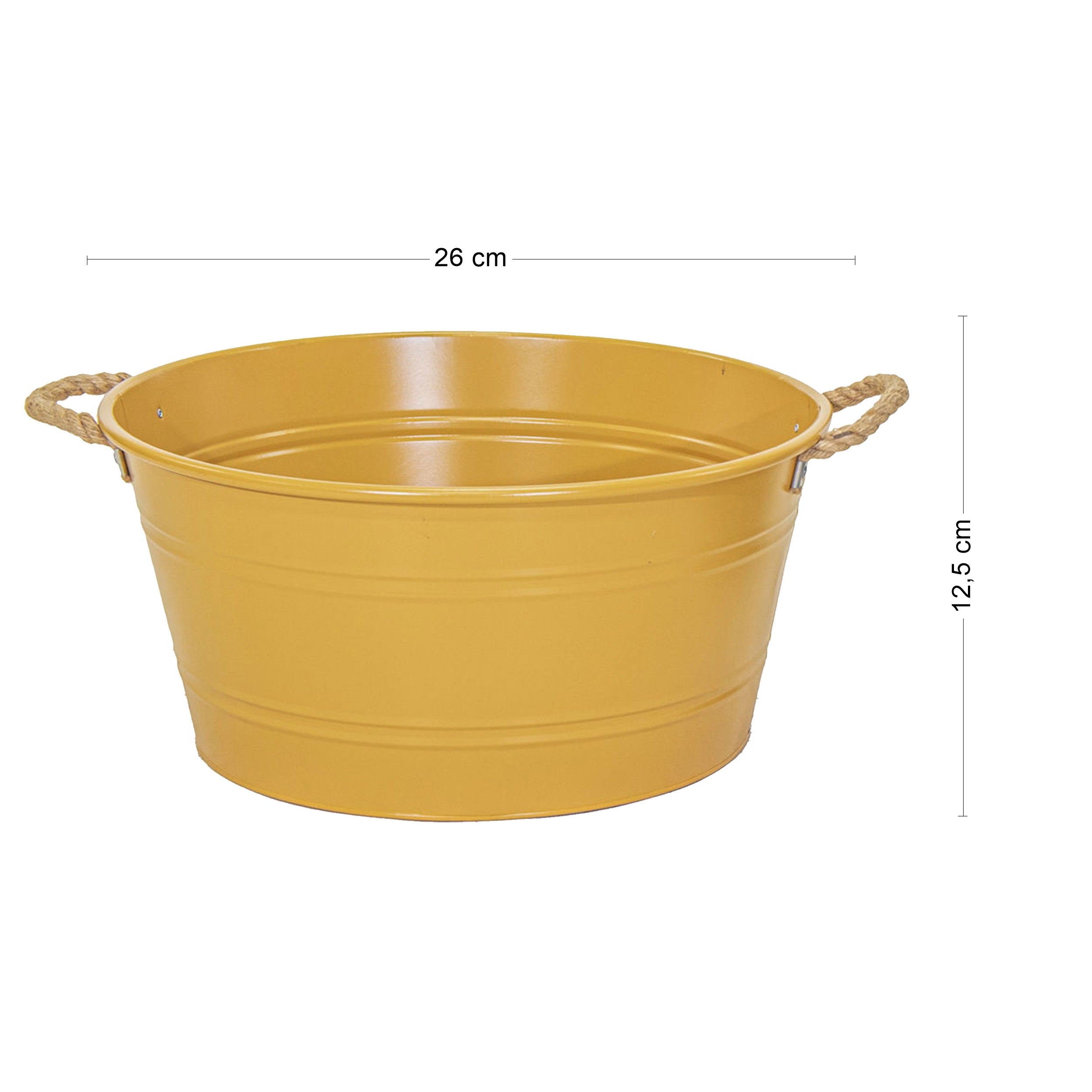 Pflanztopf "Beat" rund aus Metall mit Kordelgriffen | Dekorativer Blumentopf | Pflanzwanne robust & vielseitig in 4 Farben und Größen