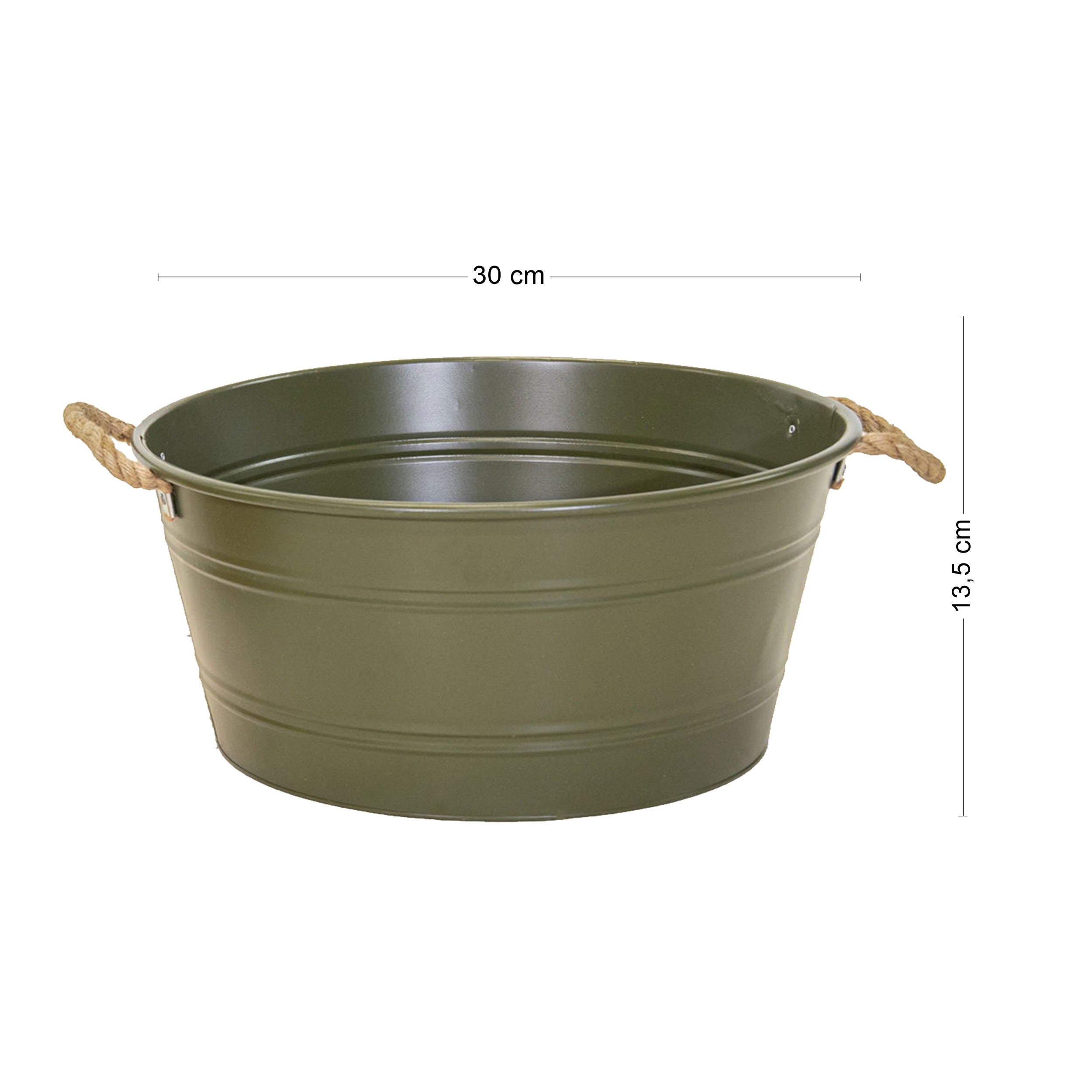 Pflanztopf "Beat" rund aus Metall mit Kordelgriffen | Dekorativer Blumentopf | Pflanzwanne robust & vielseitig in 4 Farben und Größen