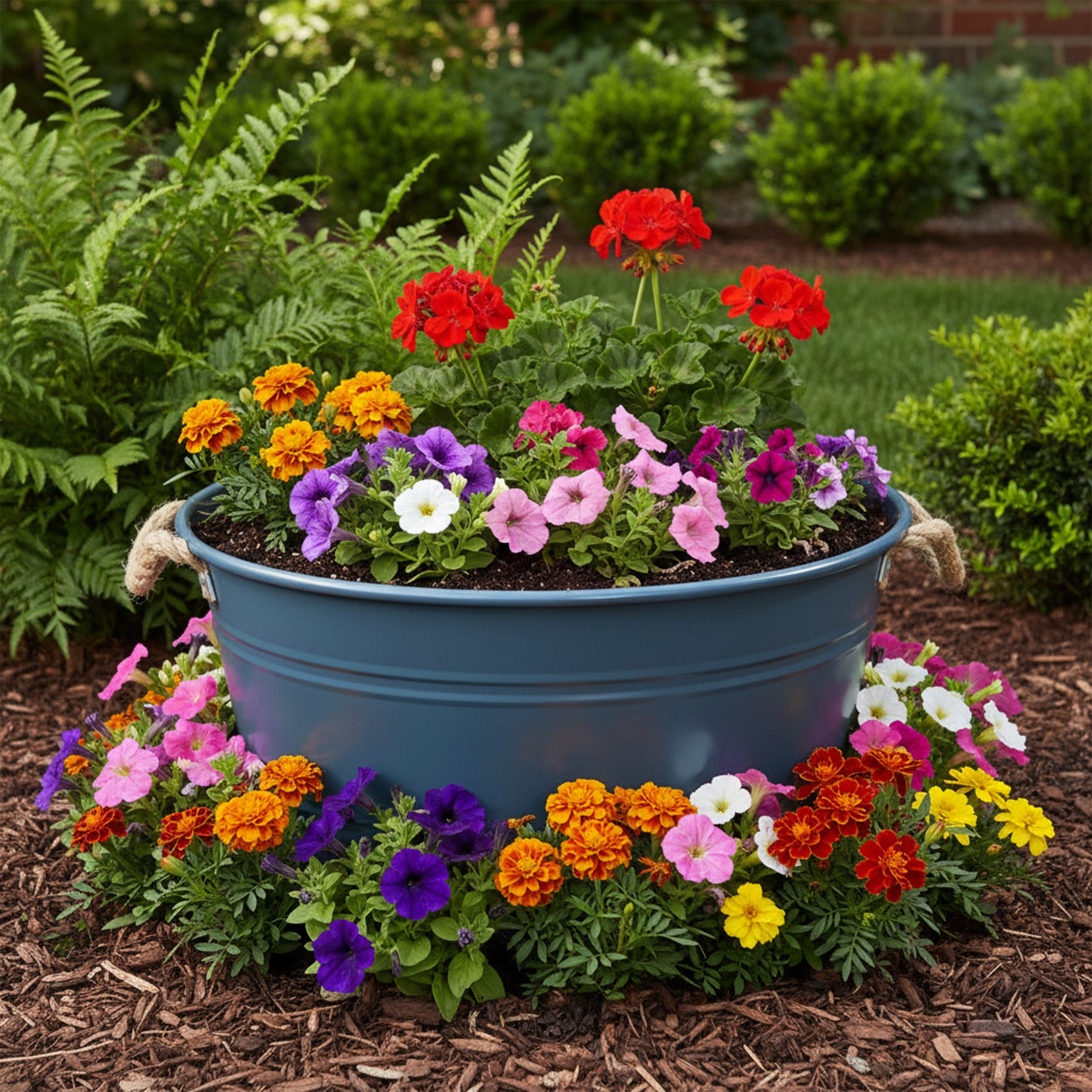 Pflanztopf "Beat" rund aus Metall mit Kordelgriffen | Dekorativer Blumentopf | Pflanzwanne robust & vielseitig in 4 Farben und Größen