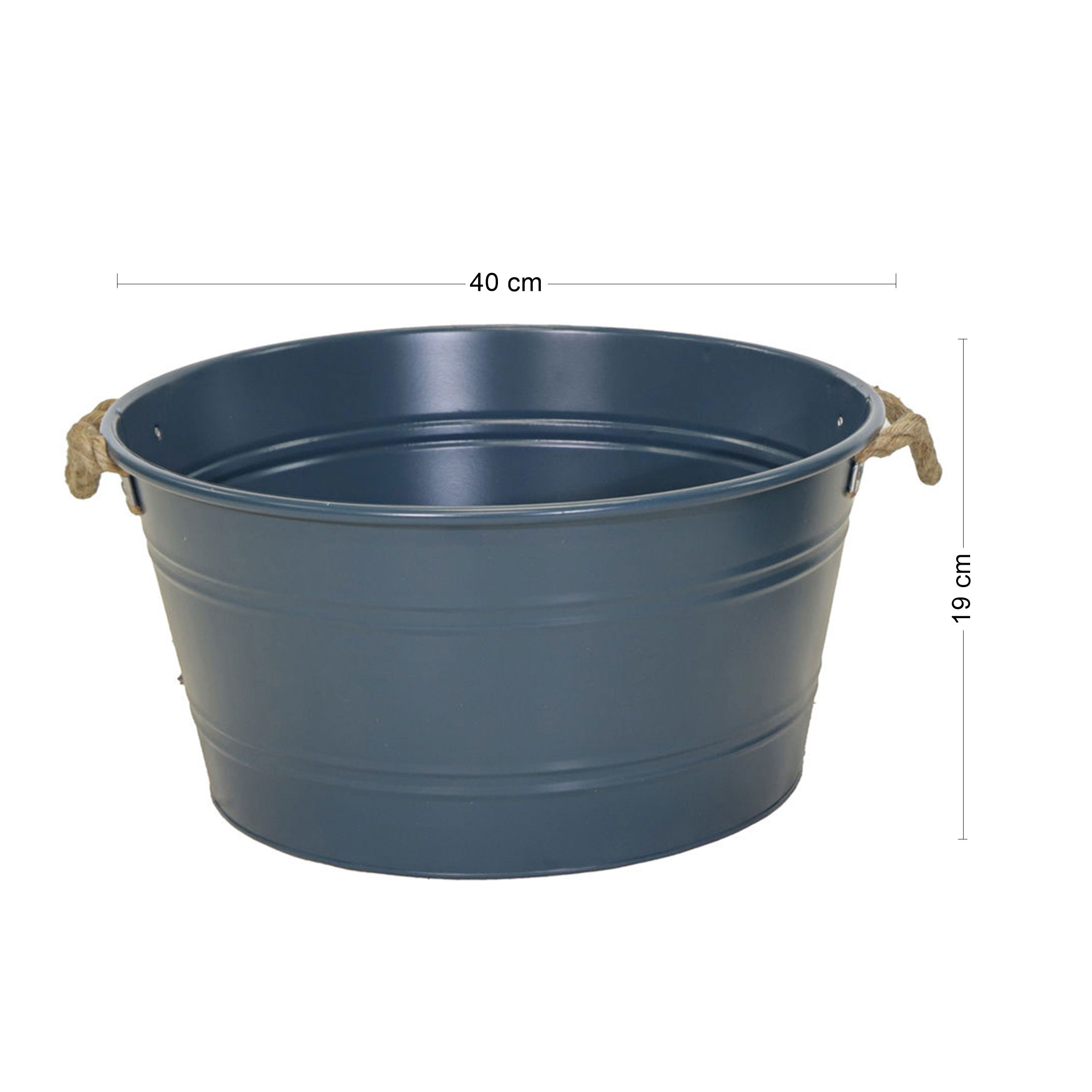 Pflanztopf "Beat" rund aus Metall mit Kordelgriffen | Dekorativer Blumentopf | Pflanzwanne robust & vielseitig in 4 Farben und Größen