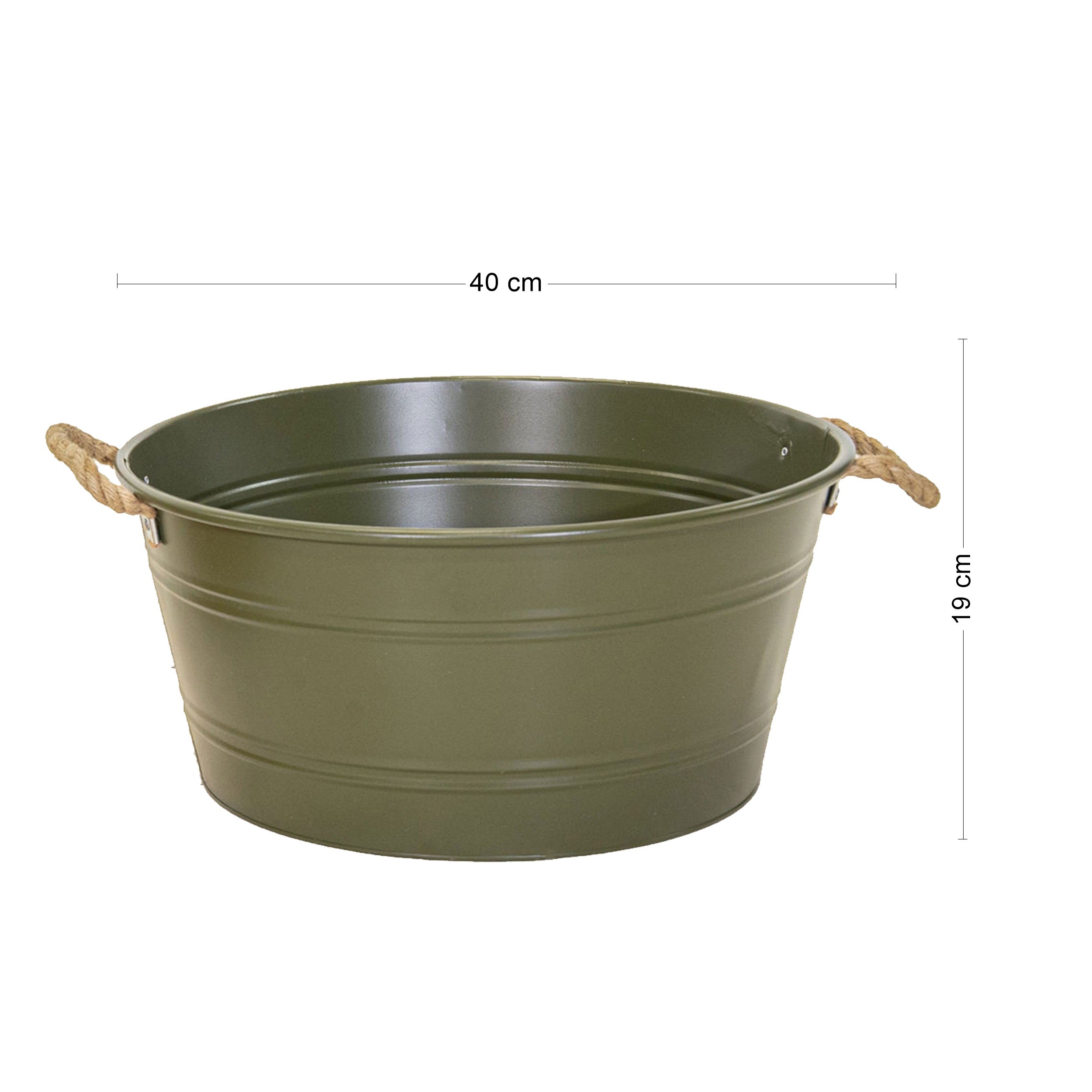 Pflanztopf "Beat" rund aus Metall mit Kordelgriffen | Dekorativer Blumentopf | Pflanzwanne robust & vielseitig in 4 Farben und Größen