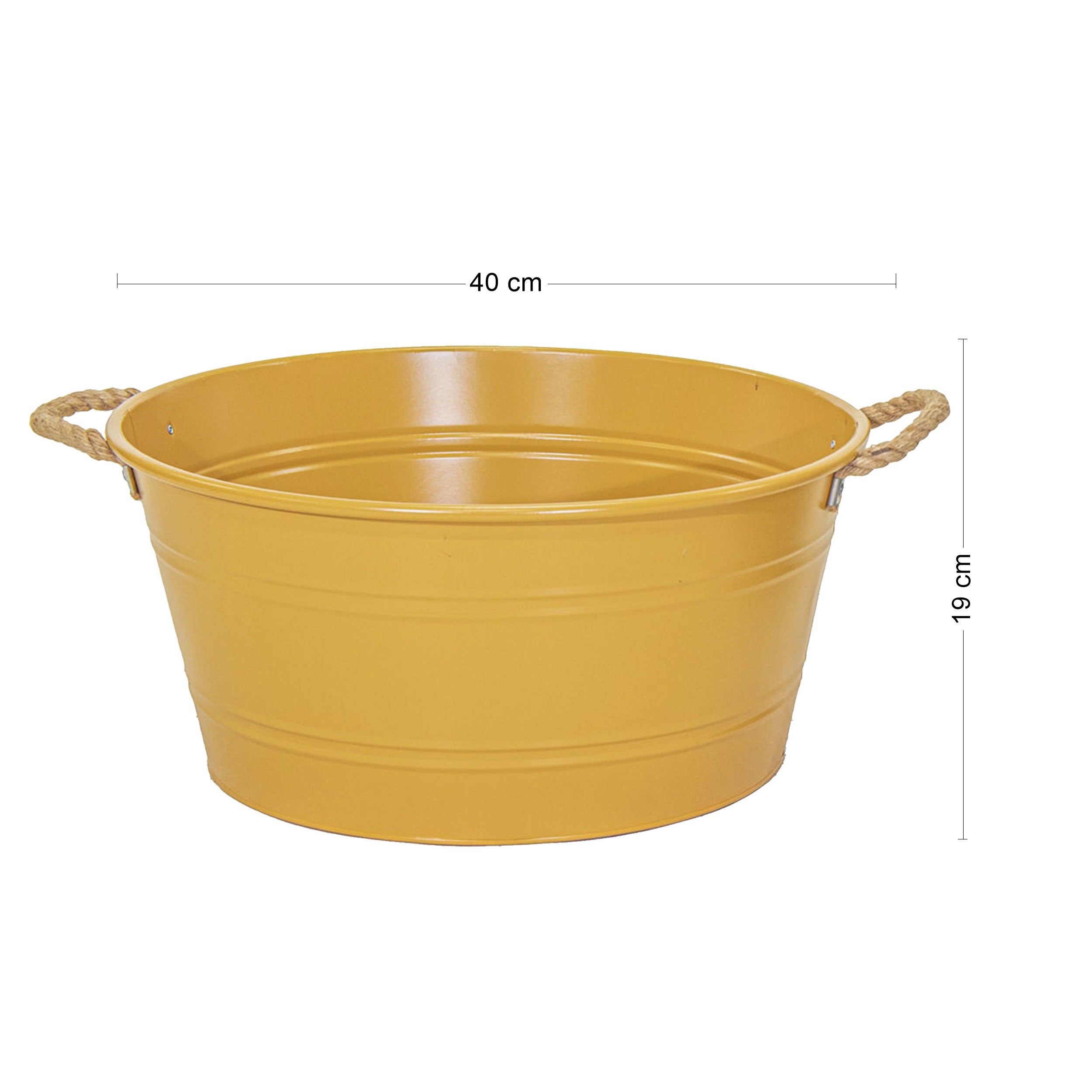 Pflanztopf "Beat" rund aus Metall mit Kordelgriffen | Dekorativer Blumentopf | Pflanzwanne robust & vielseitig in 4 Farben und Größen