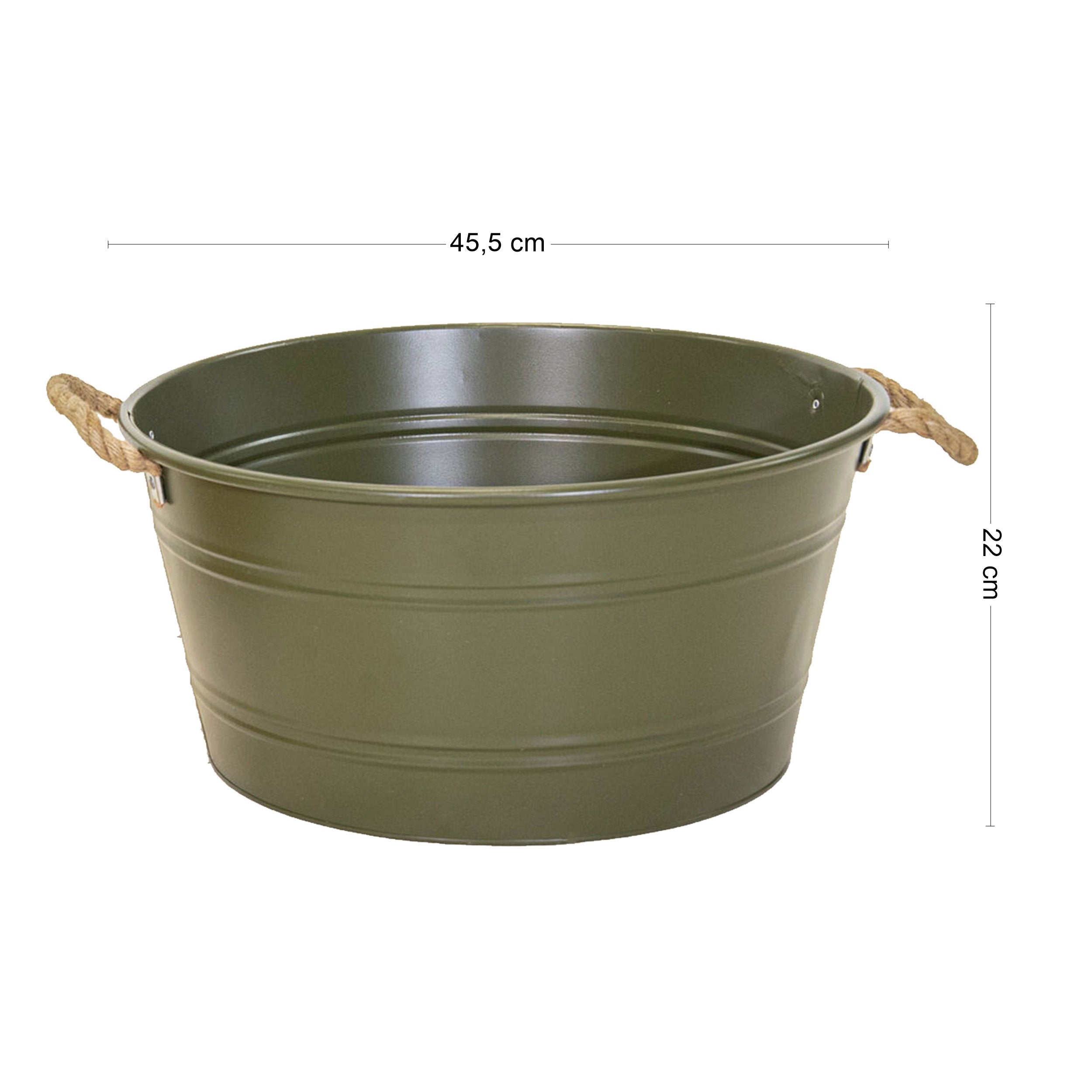 Pflanztopf "Beat" rund aus Metall mit Kordelgriffen | Dekorativer Blumentopf | Pflanzwanne robust & vielseitig in 4 Farben und Größen