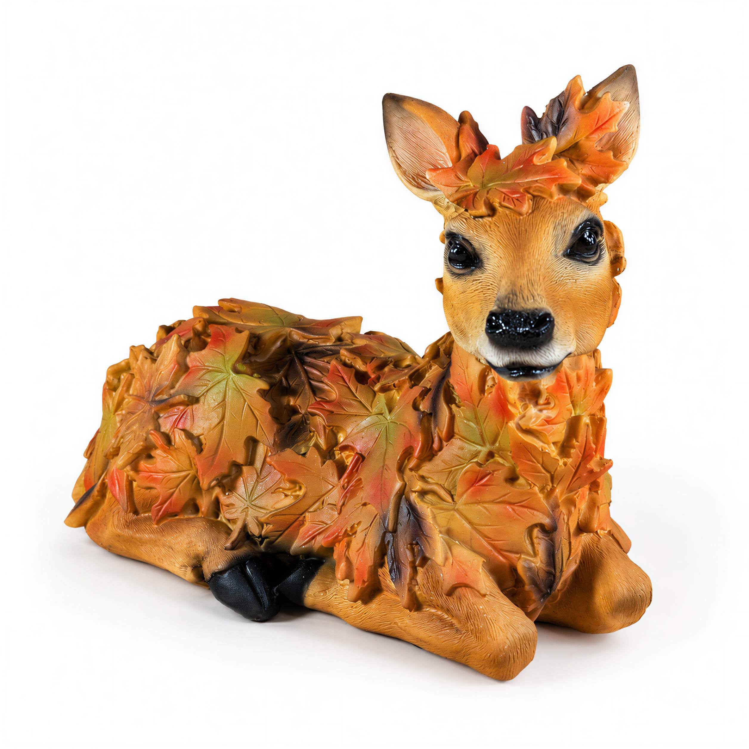 Tierfiguren Eule Reh Igel Eichhörnchen Figur mit Blätterdeko für Haus und Garten