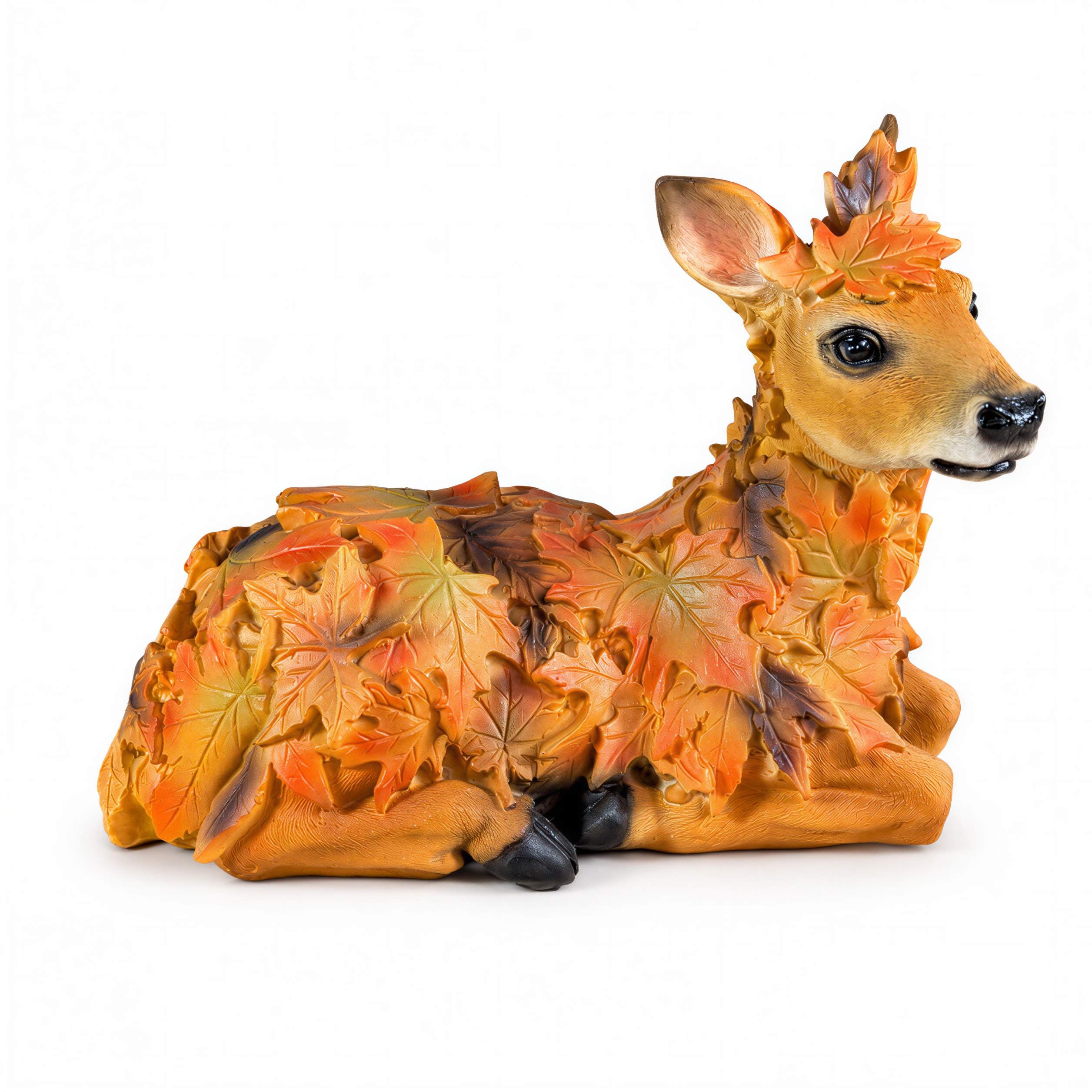 Tierfiguren Eule Reh Igel Eichhörnchen Figur mit Blätterdeko für Haus und Garten