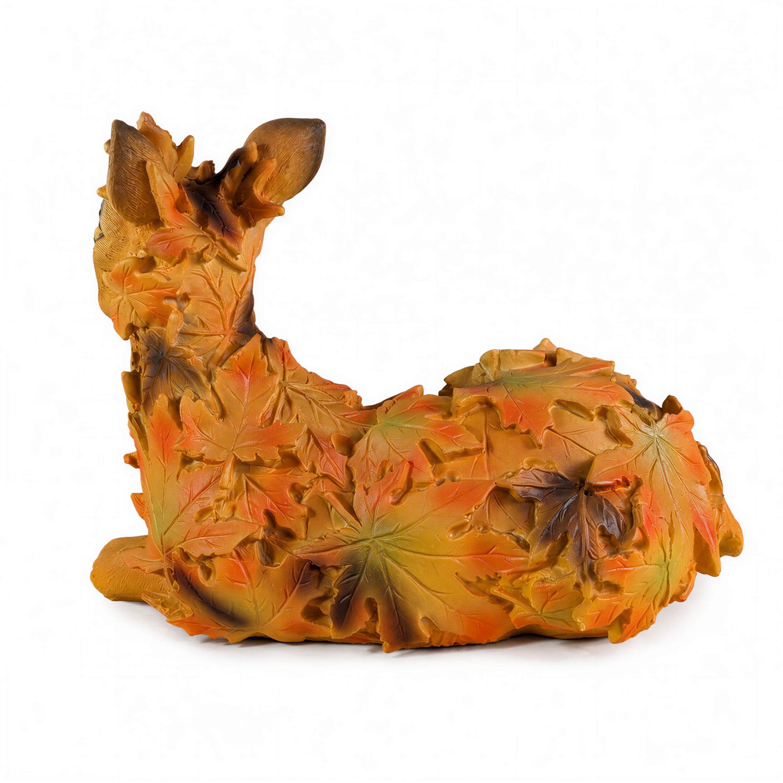 Tierfiguren Eule Reh Igel Eichhörnchen Figur mit Blätterdeko für Haus und Garten